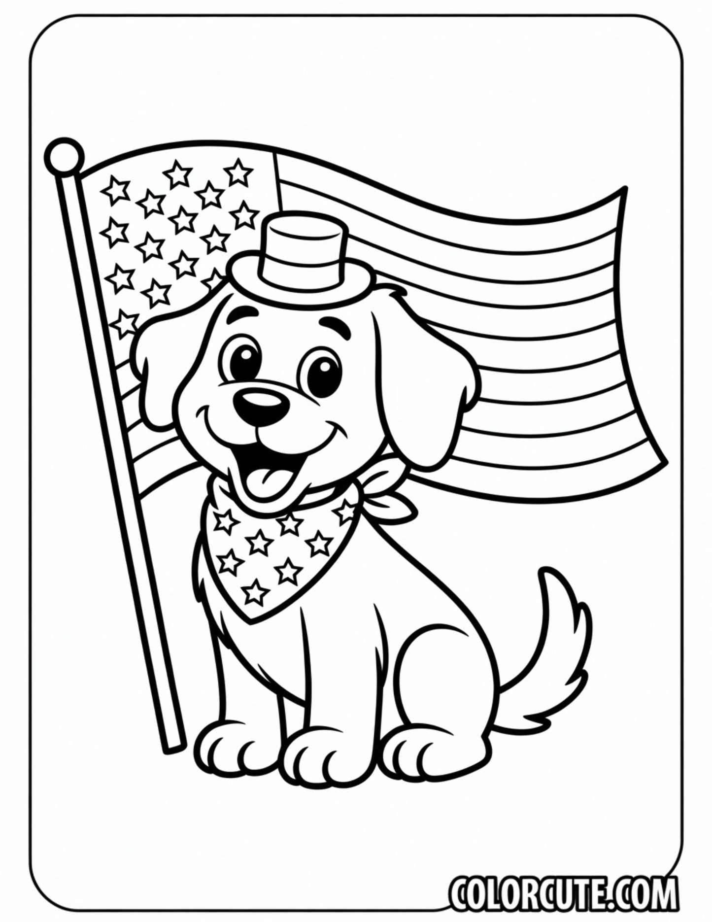 4th of July Dog Coloring Pages | Free PDF Printables