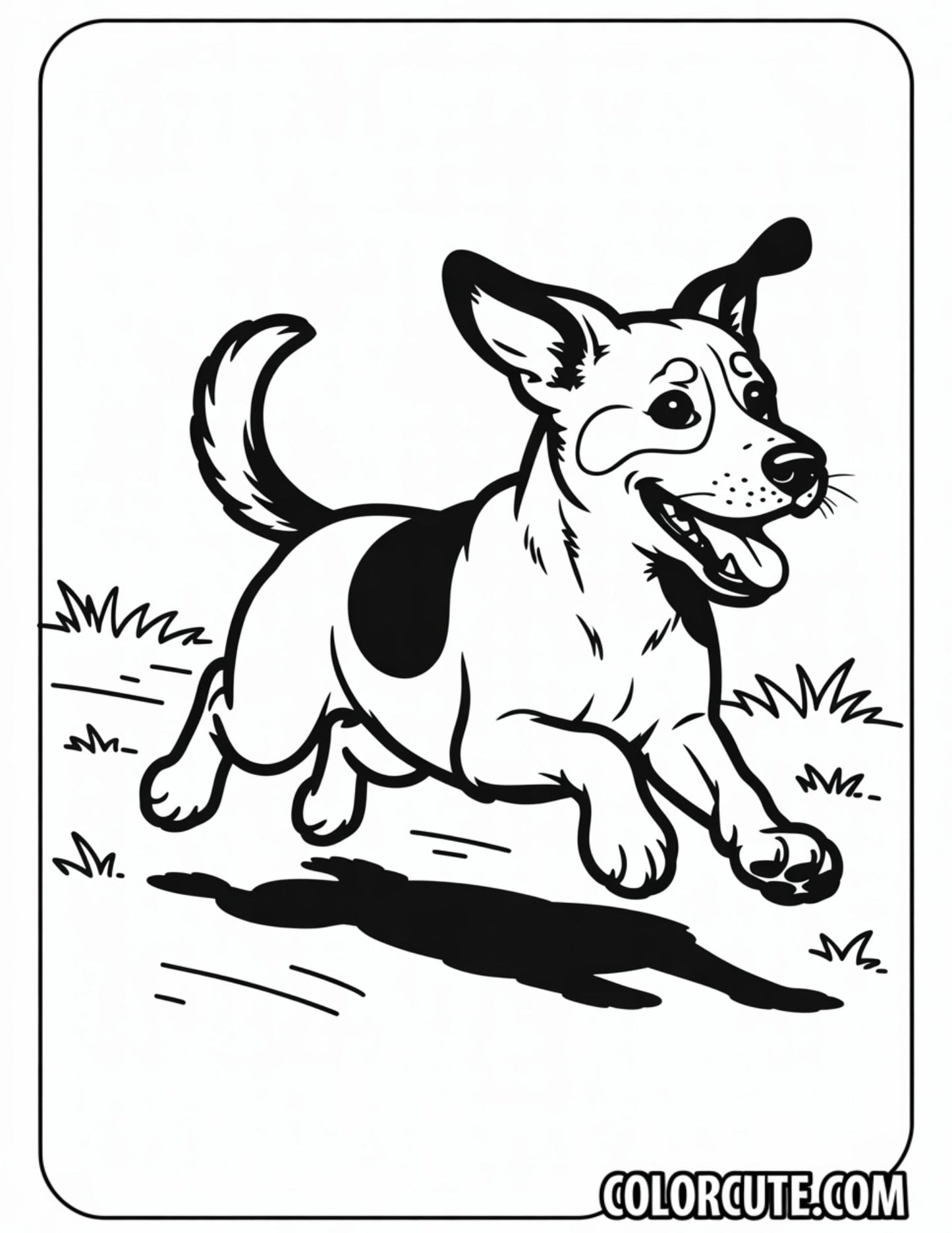 Energetic Dog Running Coloring Page | Free PDF Printables
