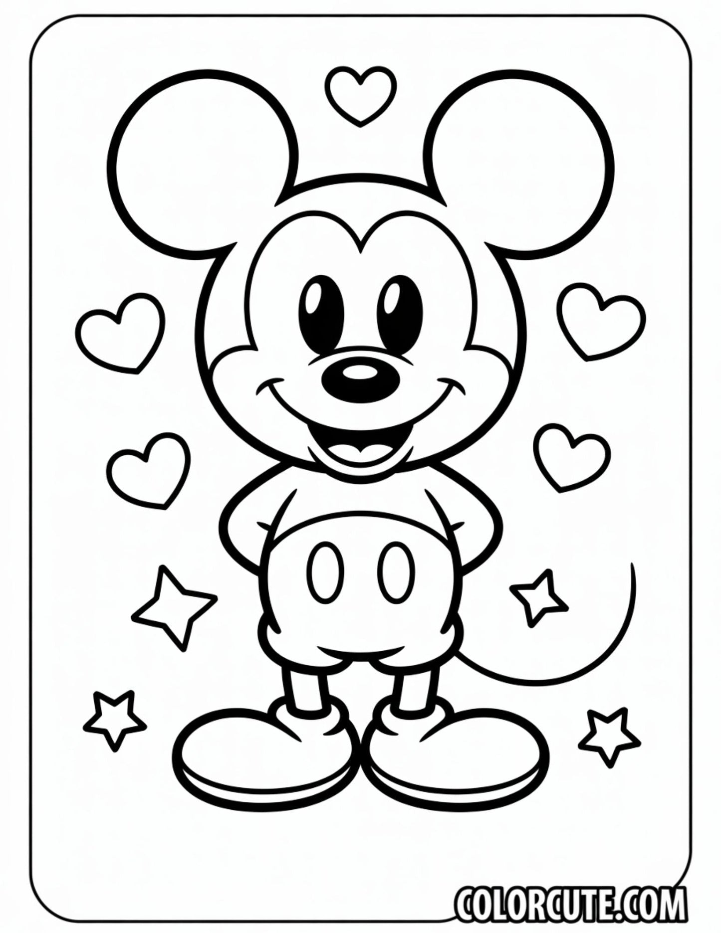 Kawaii Mickey Mouse Coloring Pages | Free PDF Printables