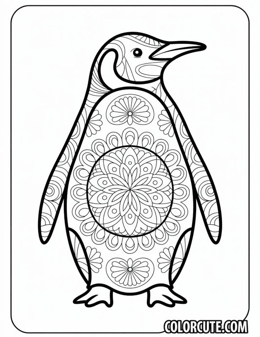 Mandala Penguin Coloring Page | Free PDF Printables