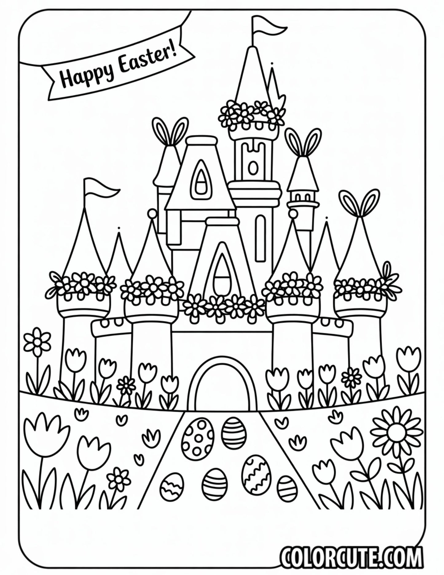 Easter Disney Castle Coloring Page | Free PDF Printables