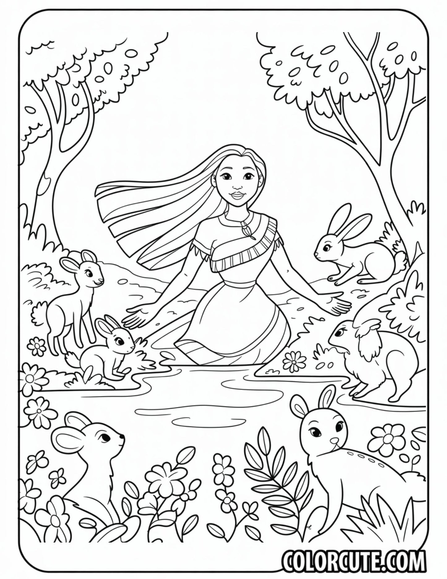 Forest Pocahontas Coloring Pages | Free PDF Printables