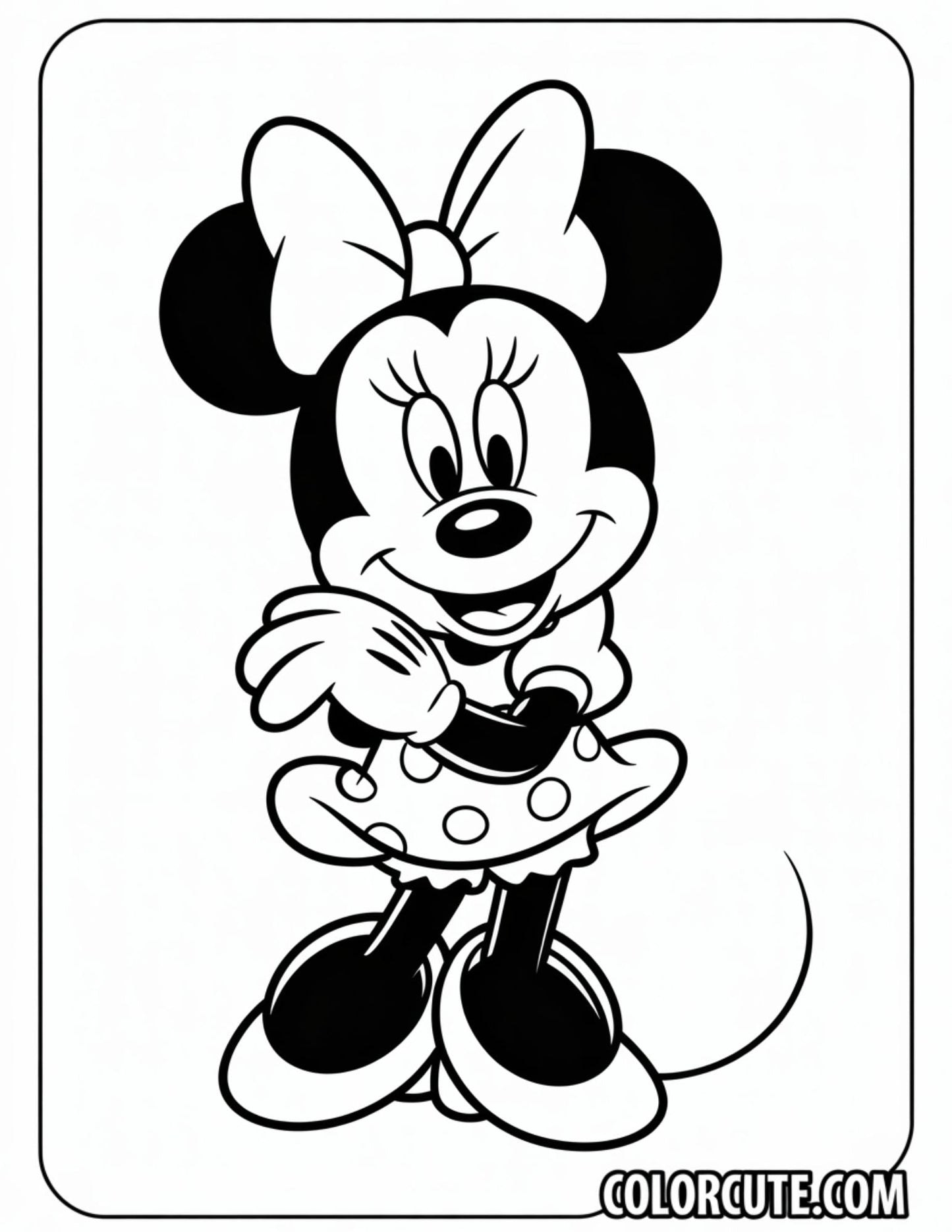 Smiling Minnie Mouse Coloring Page | Free PDF Printables