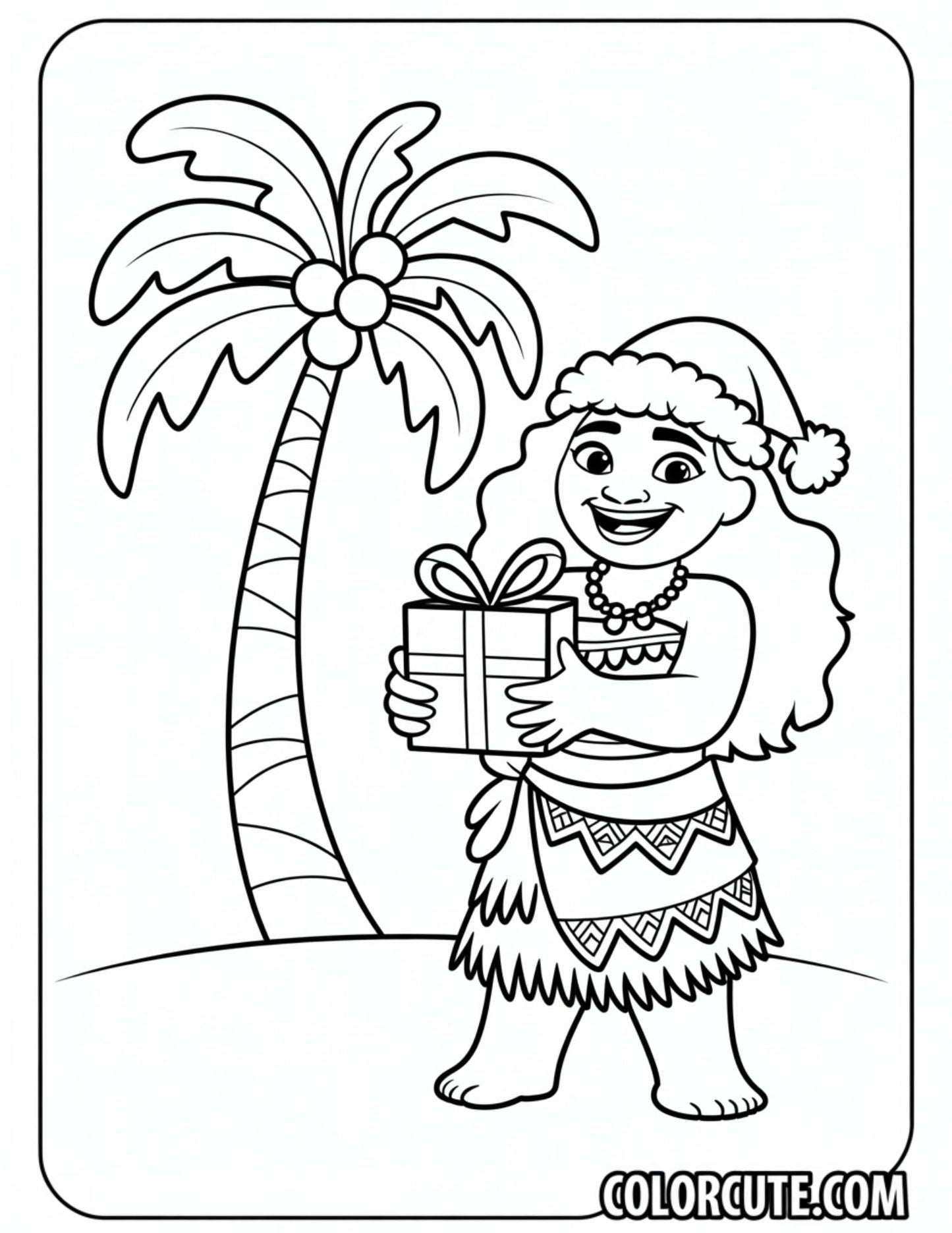 Christmas Moana Coloring Page | Free PDF Printables