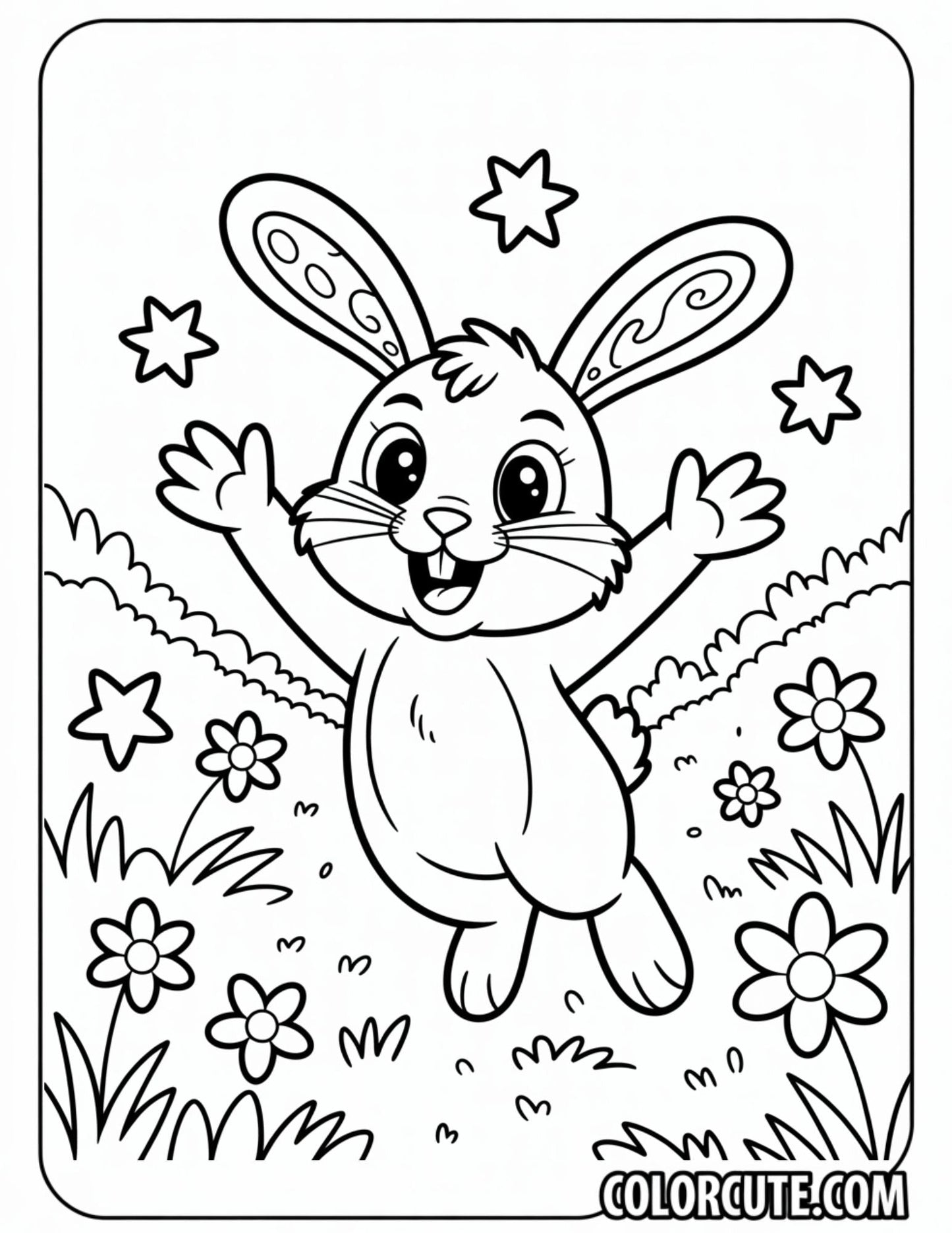 Dancing Bunny Coloring Page – Free PDF Printables
