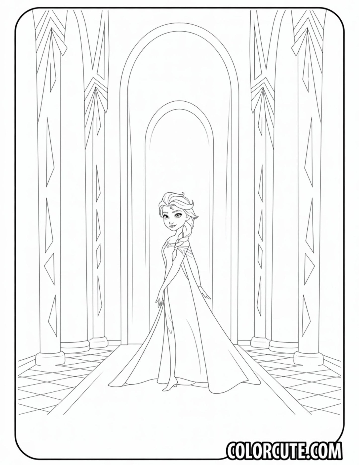 Palace Elsa Coloring Pages | Free PDF Printables