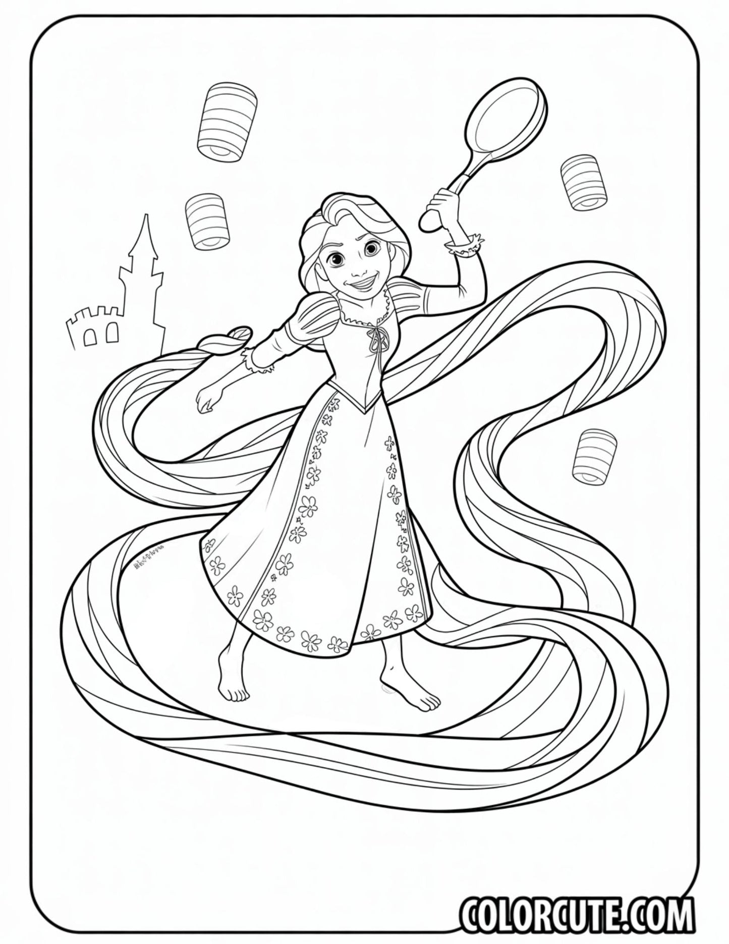 Tangled Rapunzel Coloring Page | Free PDF Printables