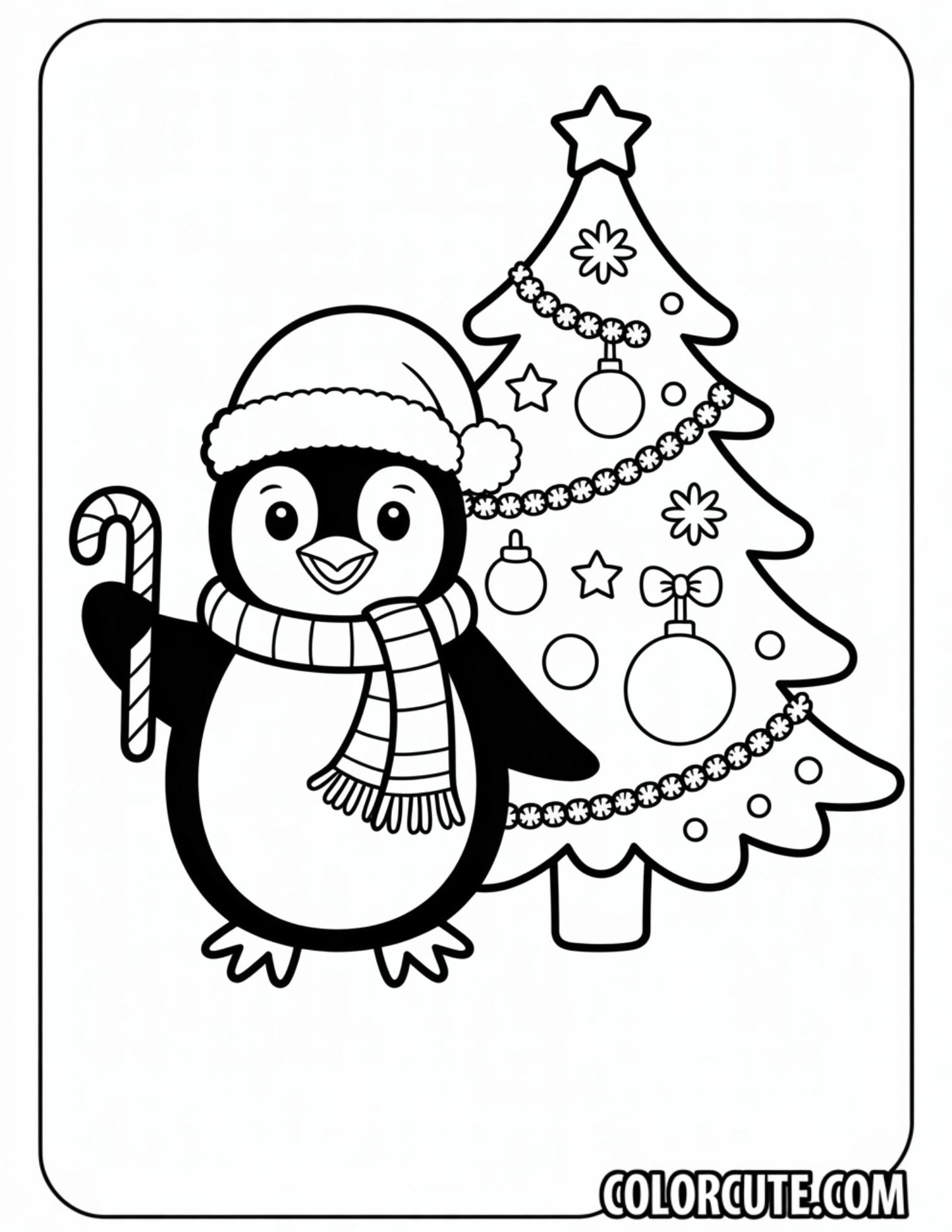 Christmas Penguin Coloring Page | Free PDF Printables