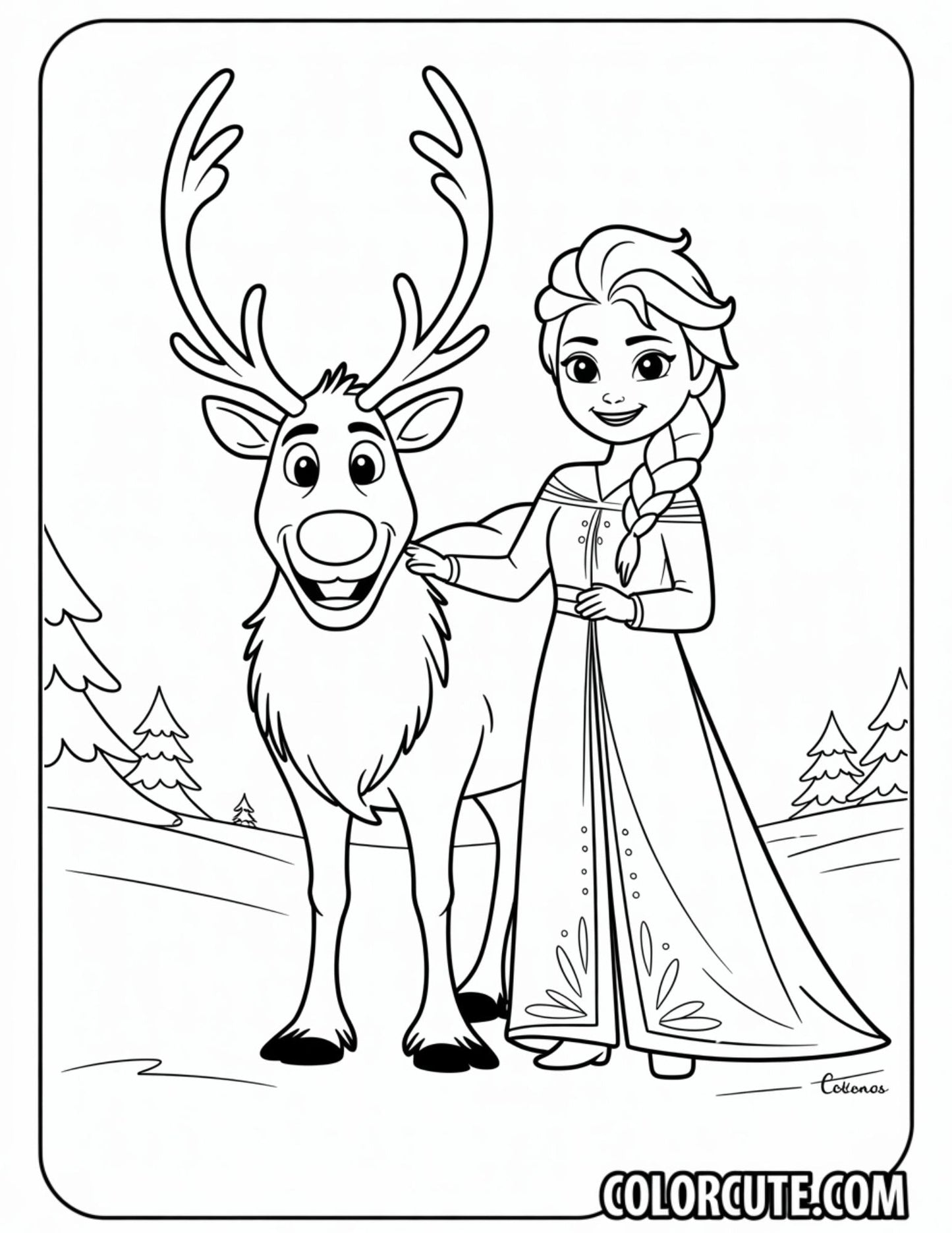 Elsa and Kristoff Coloring Pages | Free PDF Printables