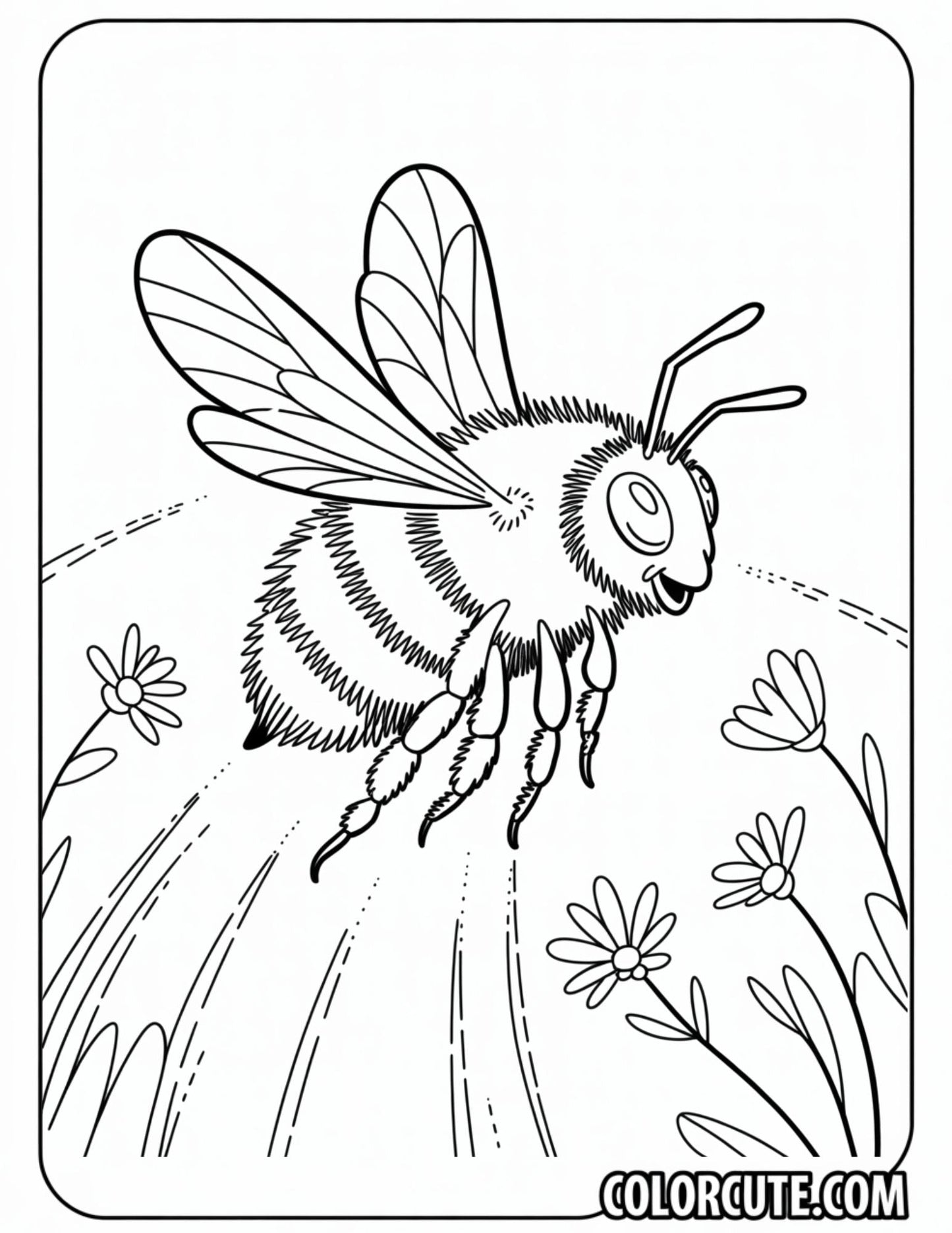 Realistic Bee Coloring Page – Free PDF Printables