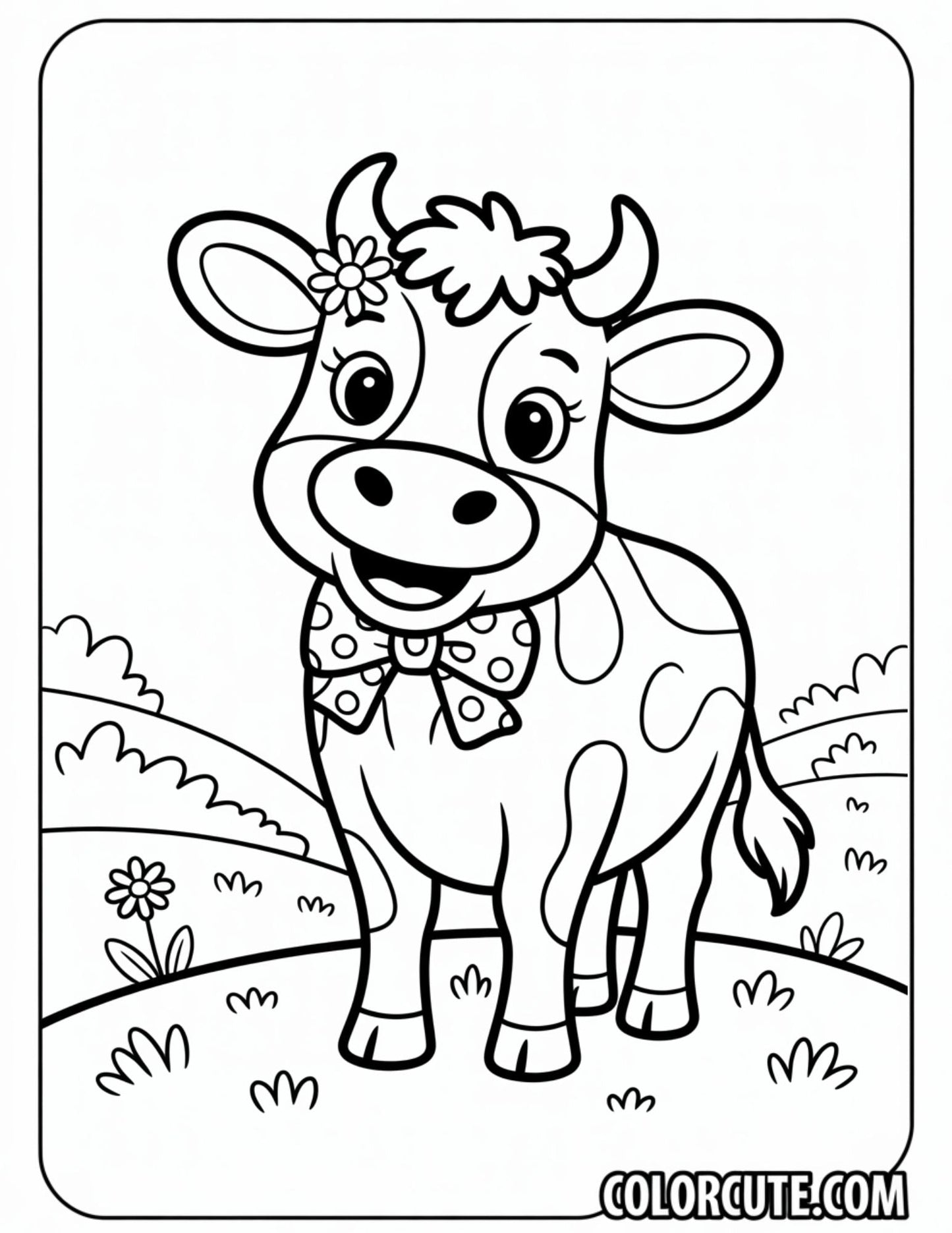 Smiling Cow Coloring Pages | Free PDF Printables