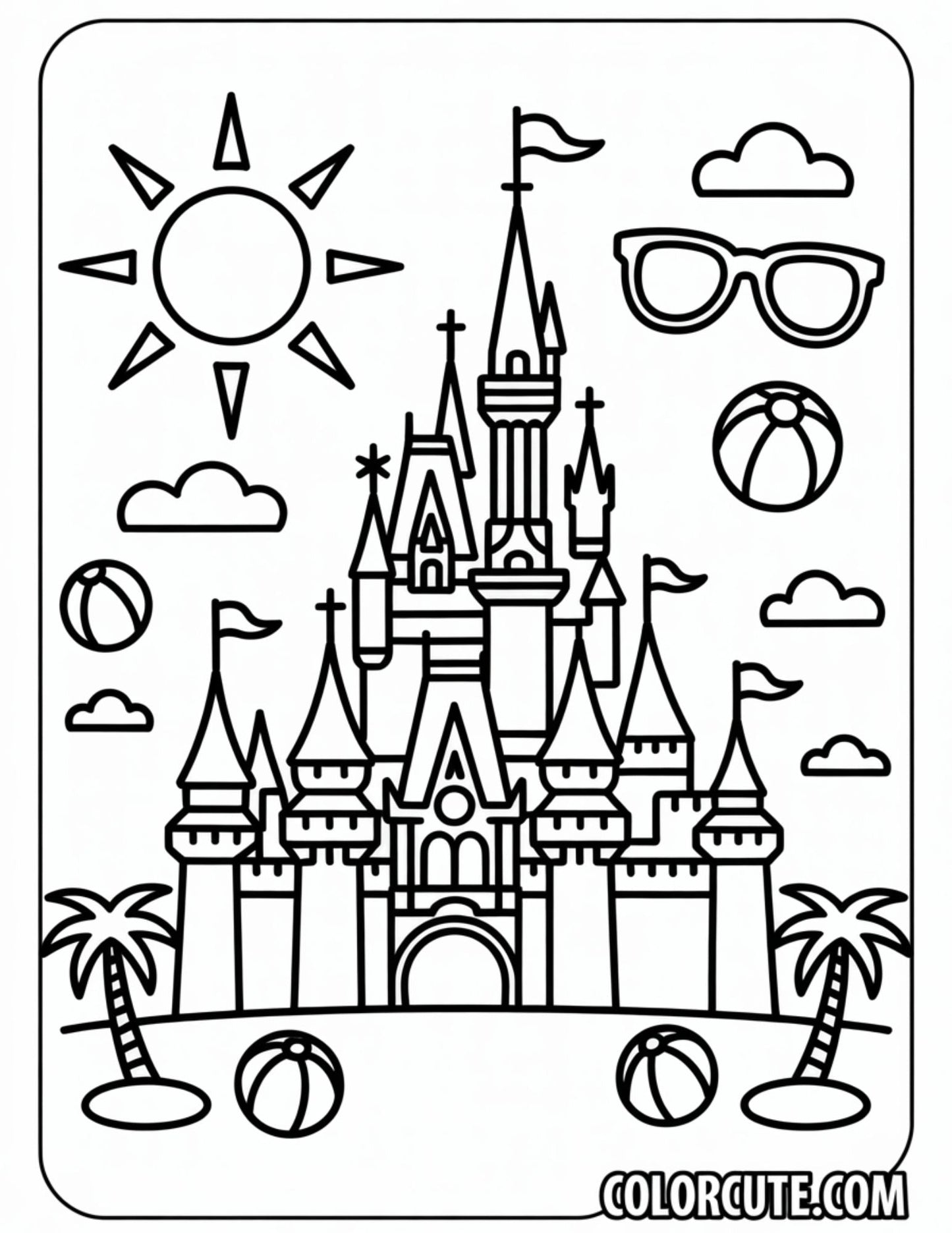 Summer Disney Castle Coloring Page | Free PDF Printables