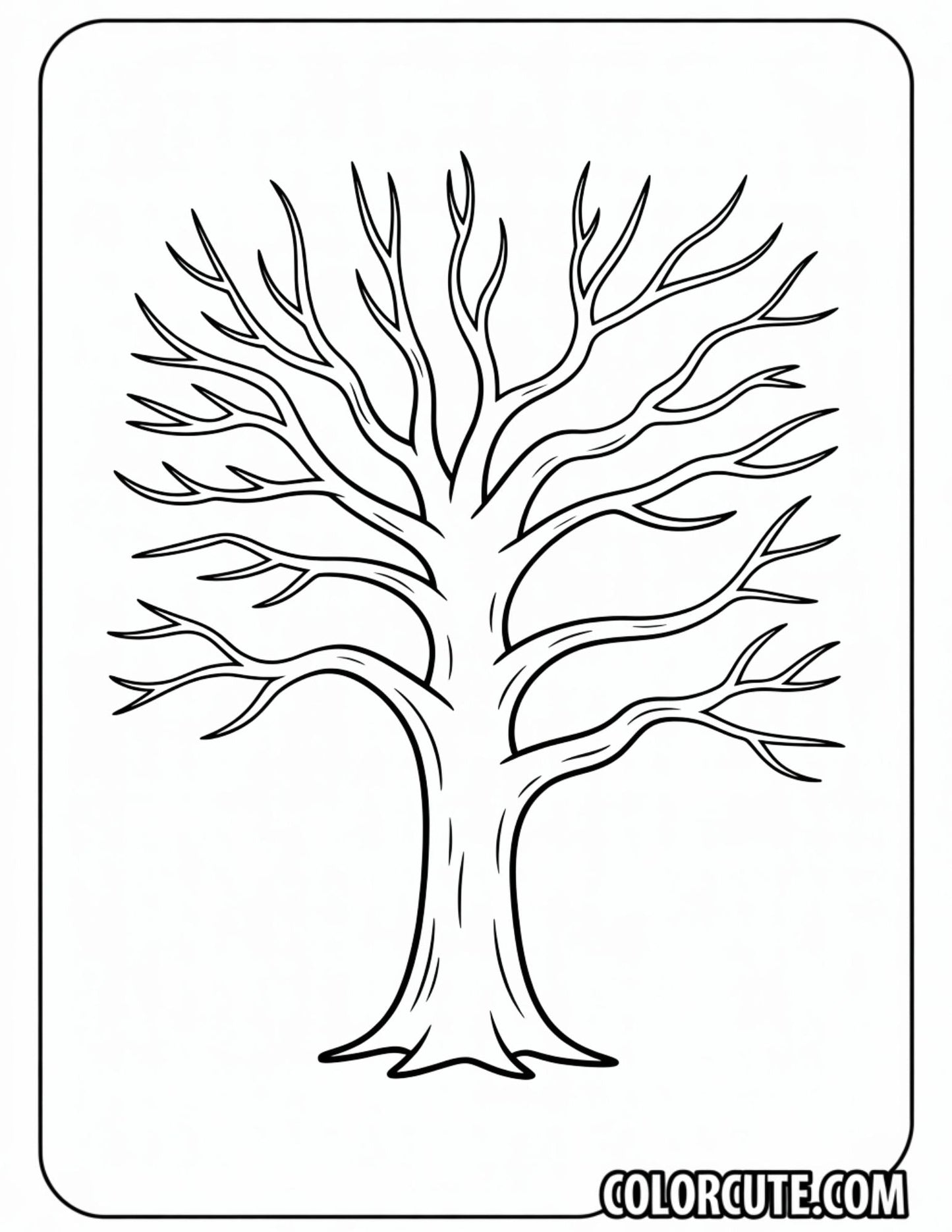 Winter Tree Coloring Pages - Free PDF Printables