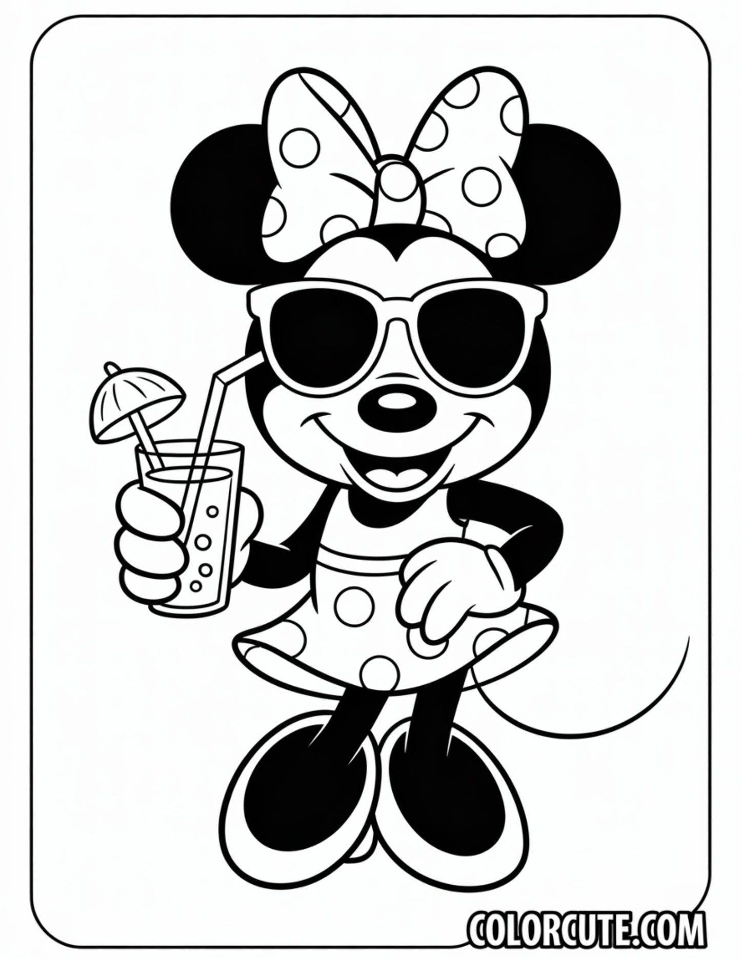 Summer Minnie Mouse Coloring Page | Free PDF Printables