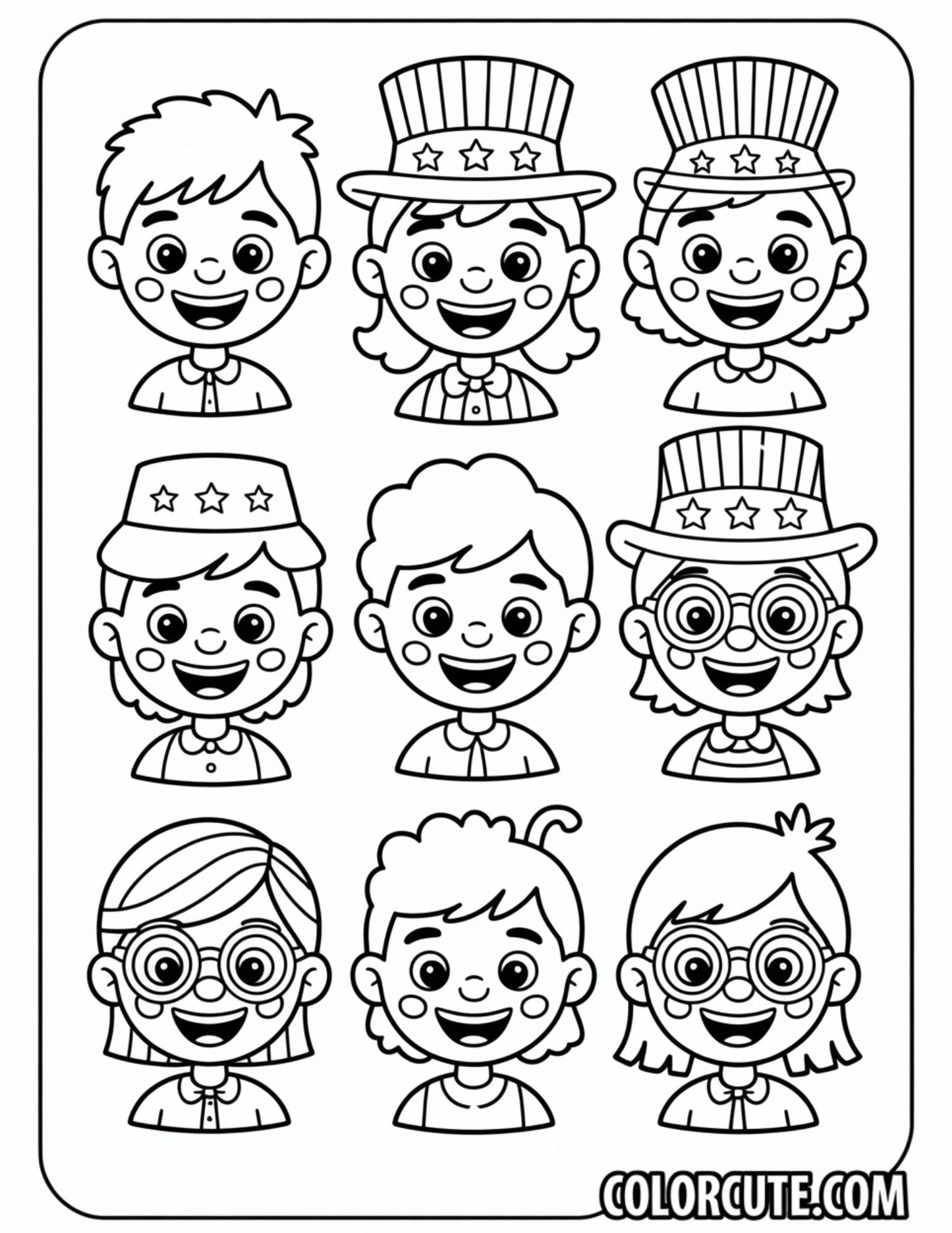 4th of July Smiles Coloring Pages | Free PDF Printables