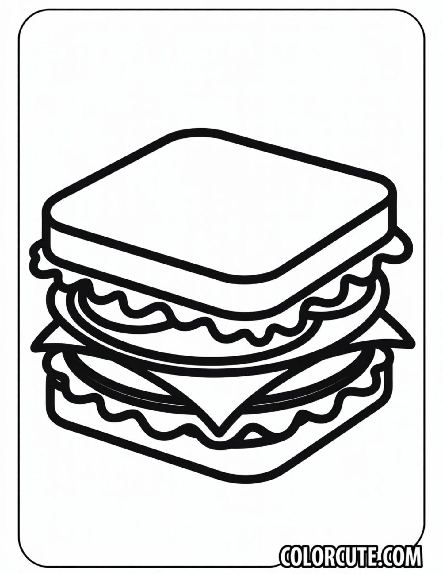 Sandwich Coloring Page | Free PDF Printables