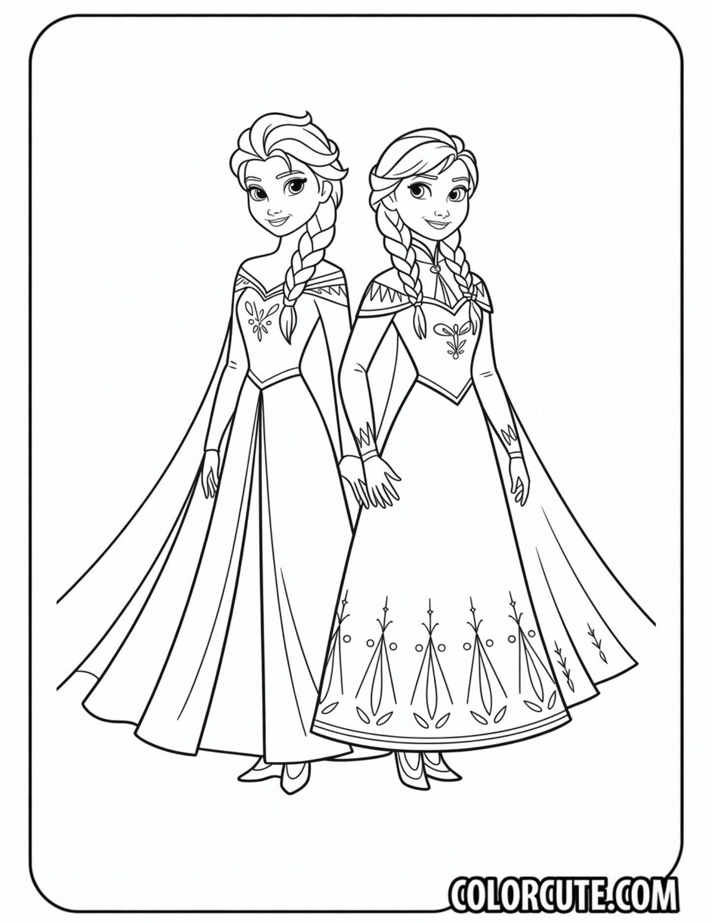 Adult Elsa and Anna Coloring Pages Free PDF Printables