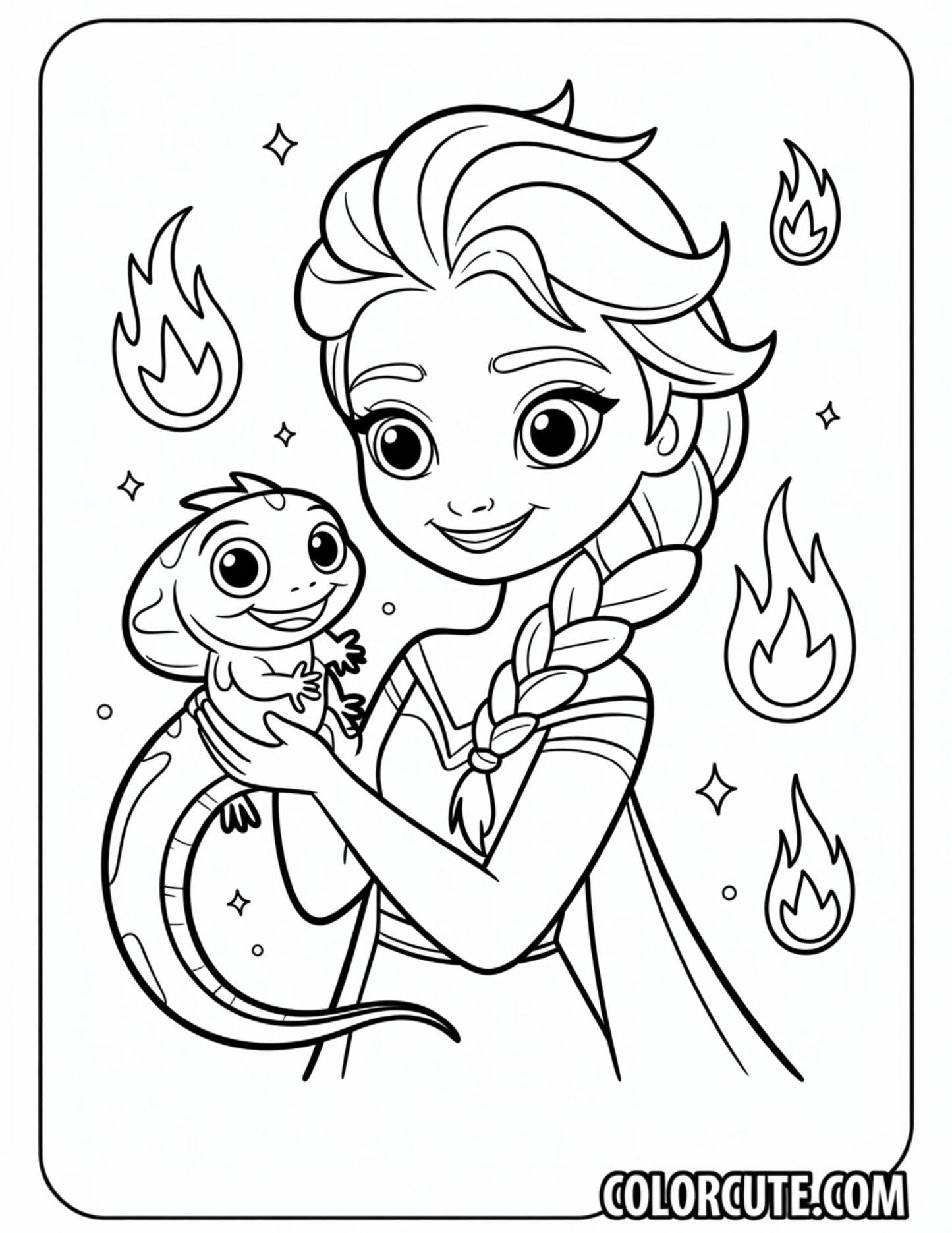 Elsa and Bruni Coloring Pages | Free PDF Printables