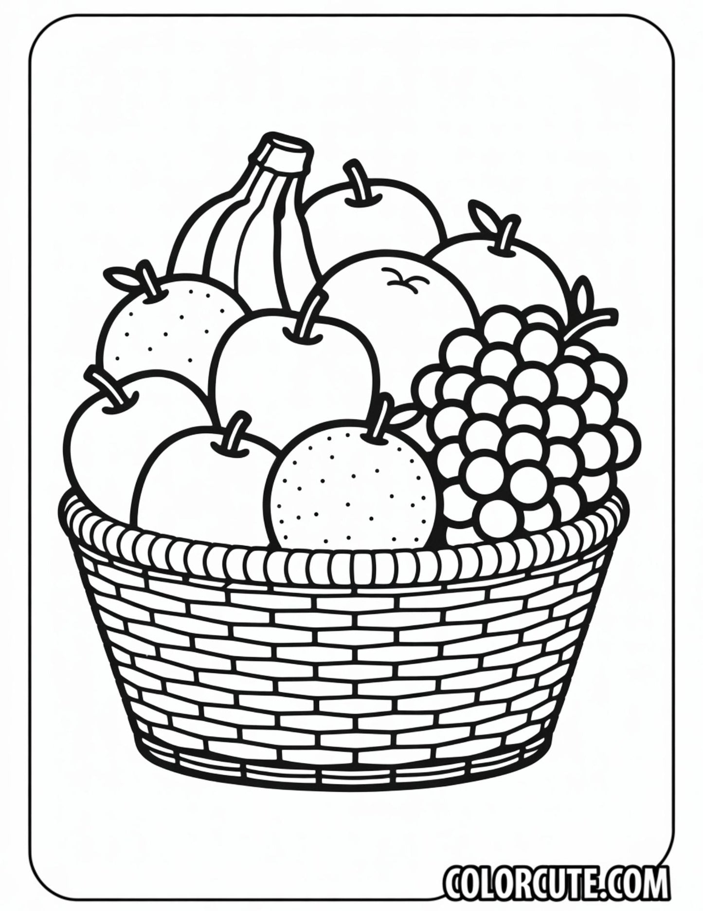 Fruit Basket Coloring Page | Free PDF Printables