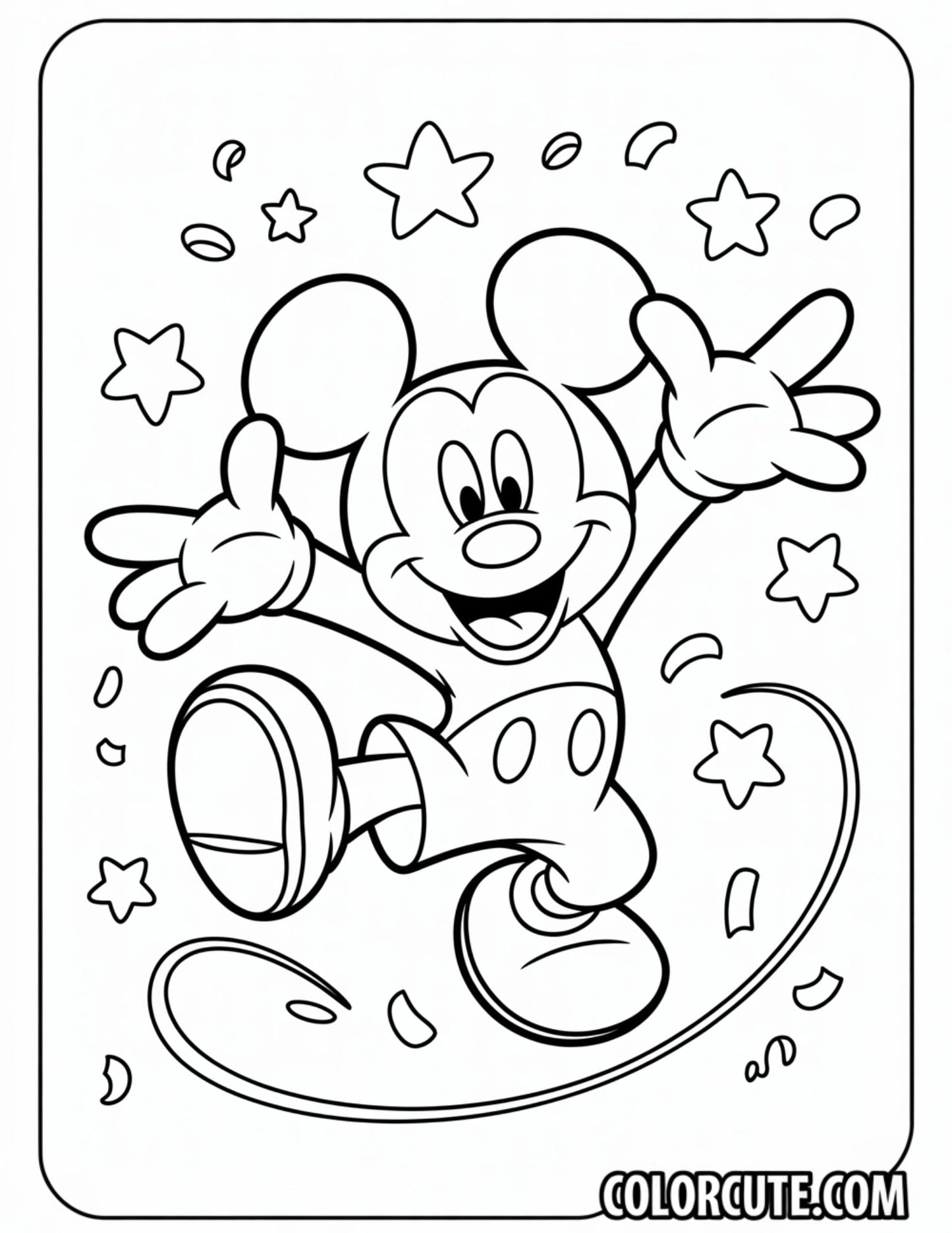 Happy Mickey Mouse Coloring Pages | Free PDF Printables