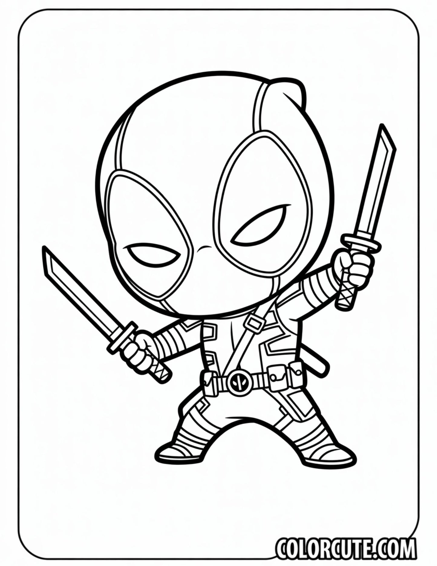 Chibi Deadpool Coloring Pages | Free PDF Printables