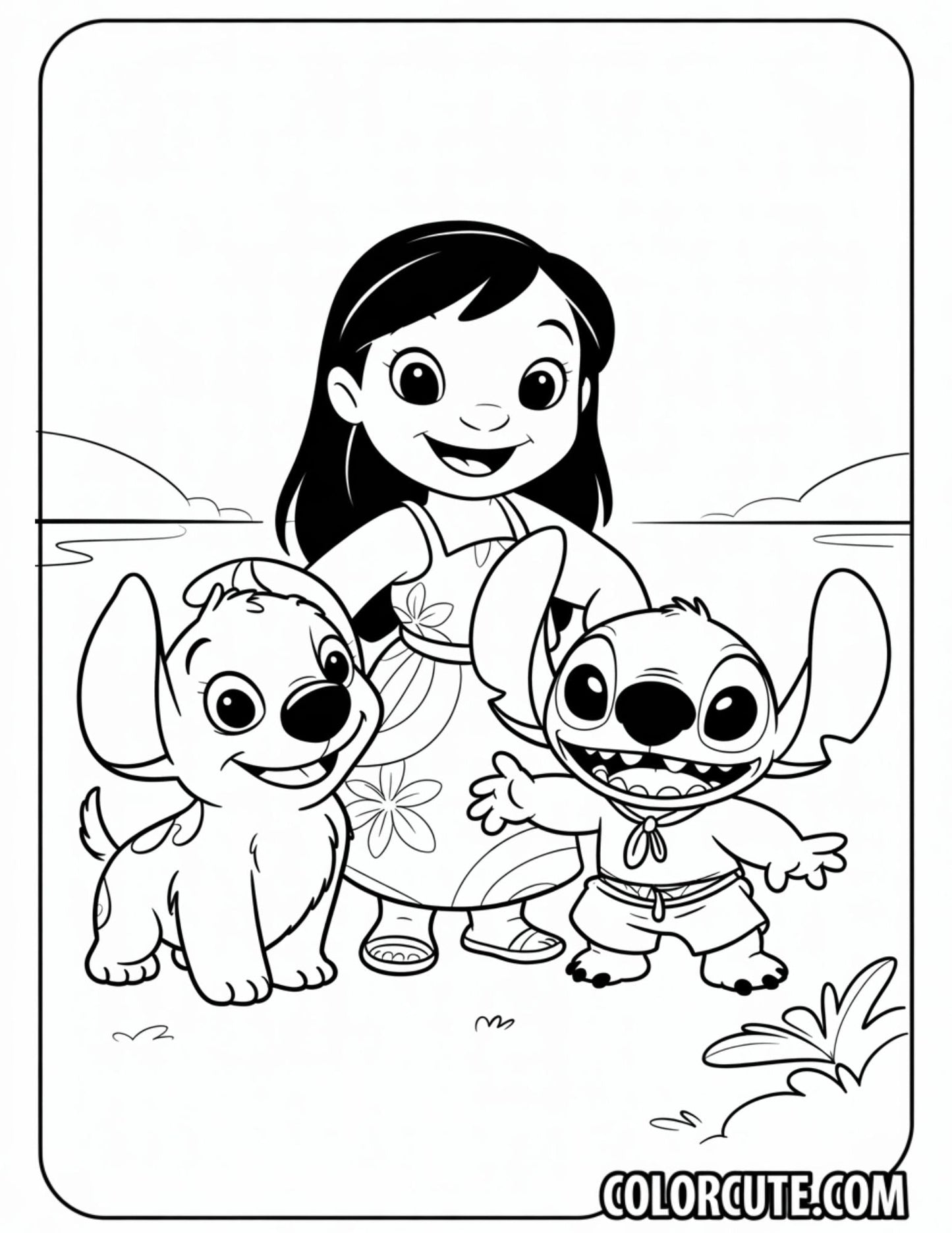 Ohana Lilo and Stitch Coloring Page | Free PDF Printables