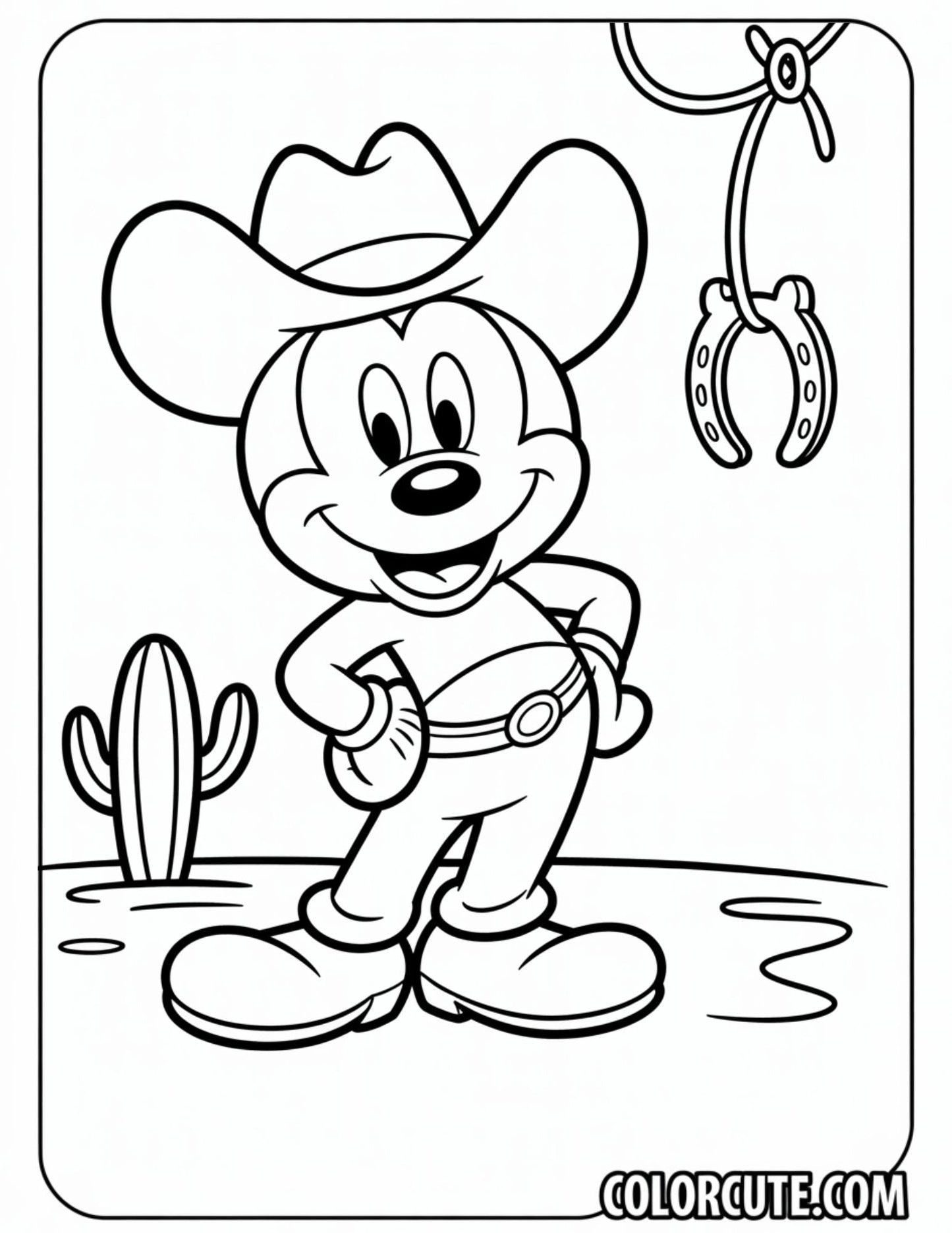 Cowboy Mickey Mouse Coloring Pages | Free PDF Printables