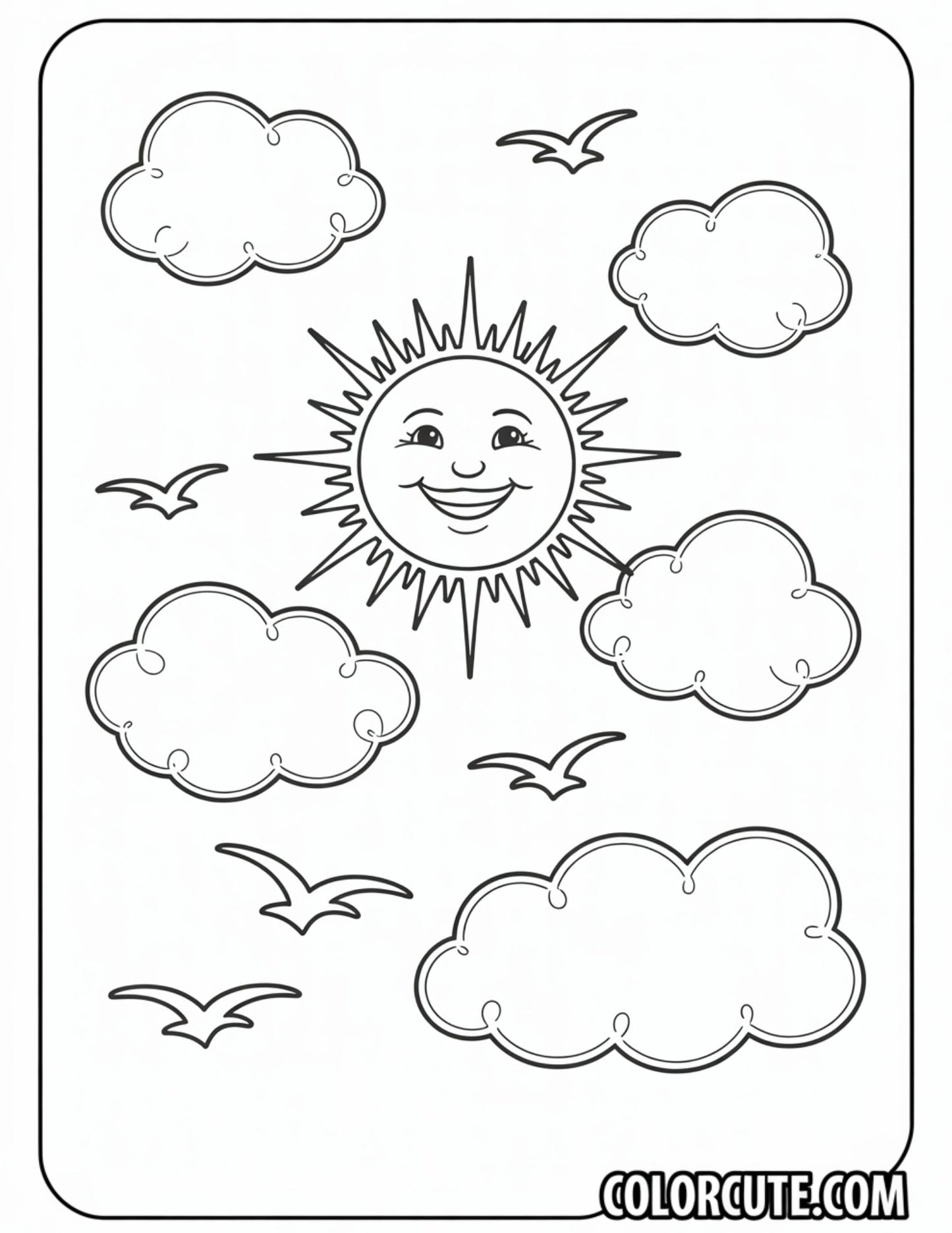 Sun and Clouds Summer Coloring Pages | Free PDF Printables