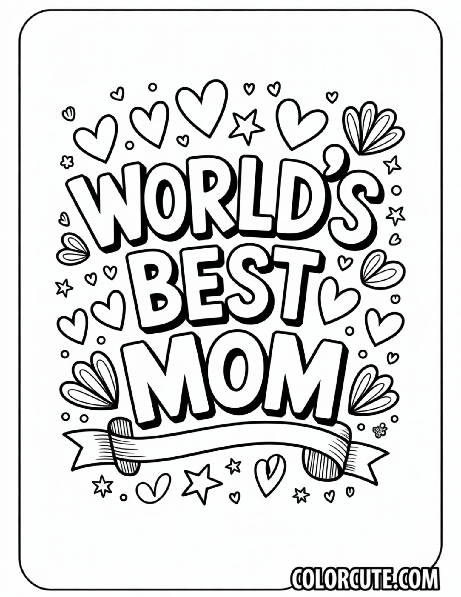 Worlds Best Mom Coloring Pages Free PDF Printables – Color Cute - Free ...