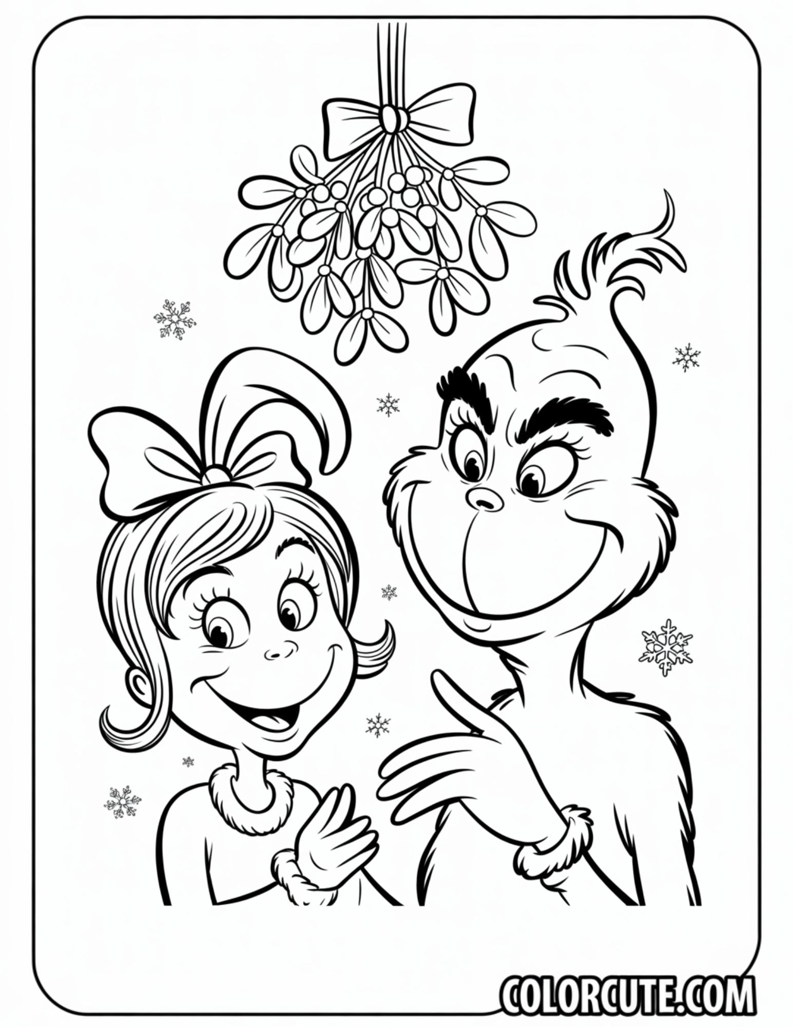 Cindy Lou Who Grinch Coloring Page Free PDF Printables Color Cute