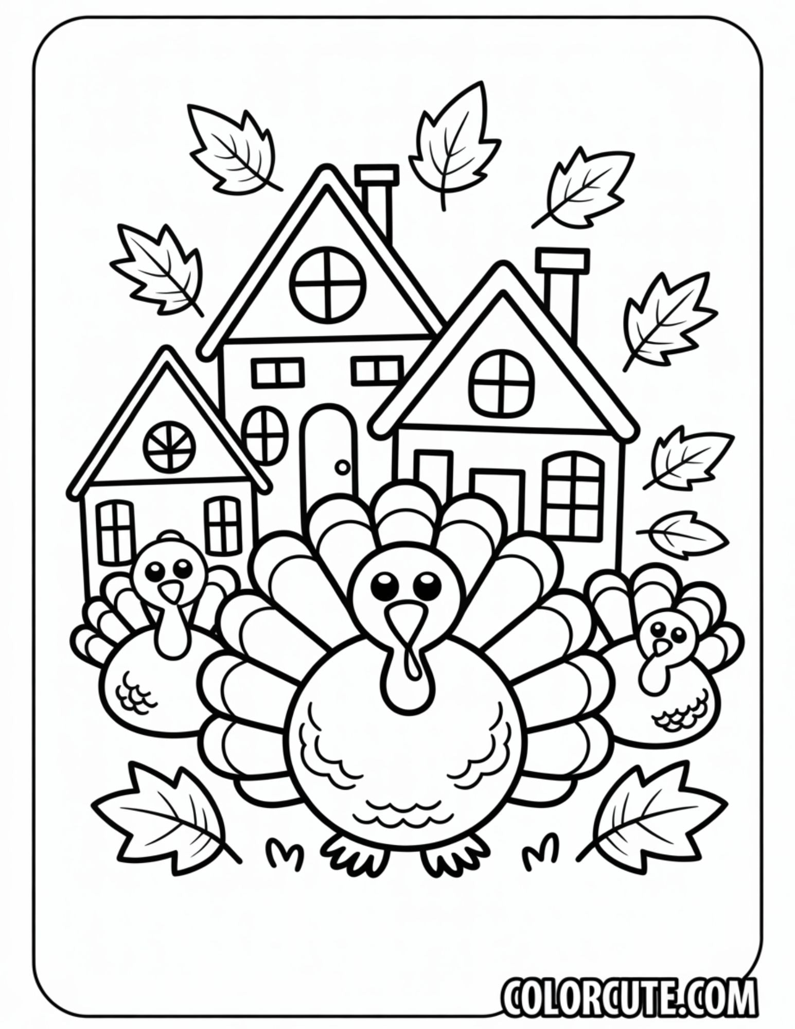 Thanksgiving Scene Coloring Pages | Free PDF Printables – Color Cute ...