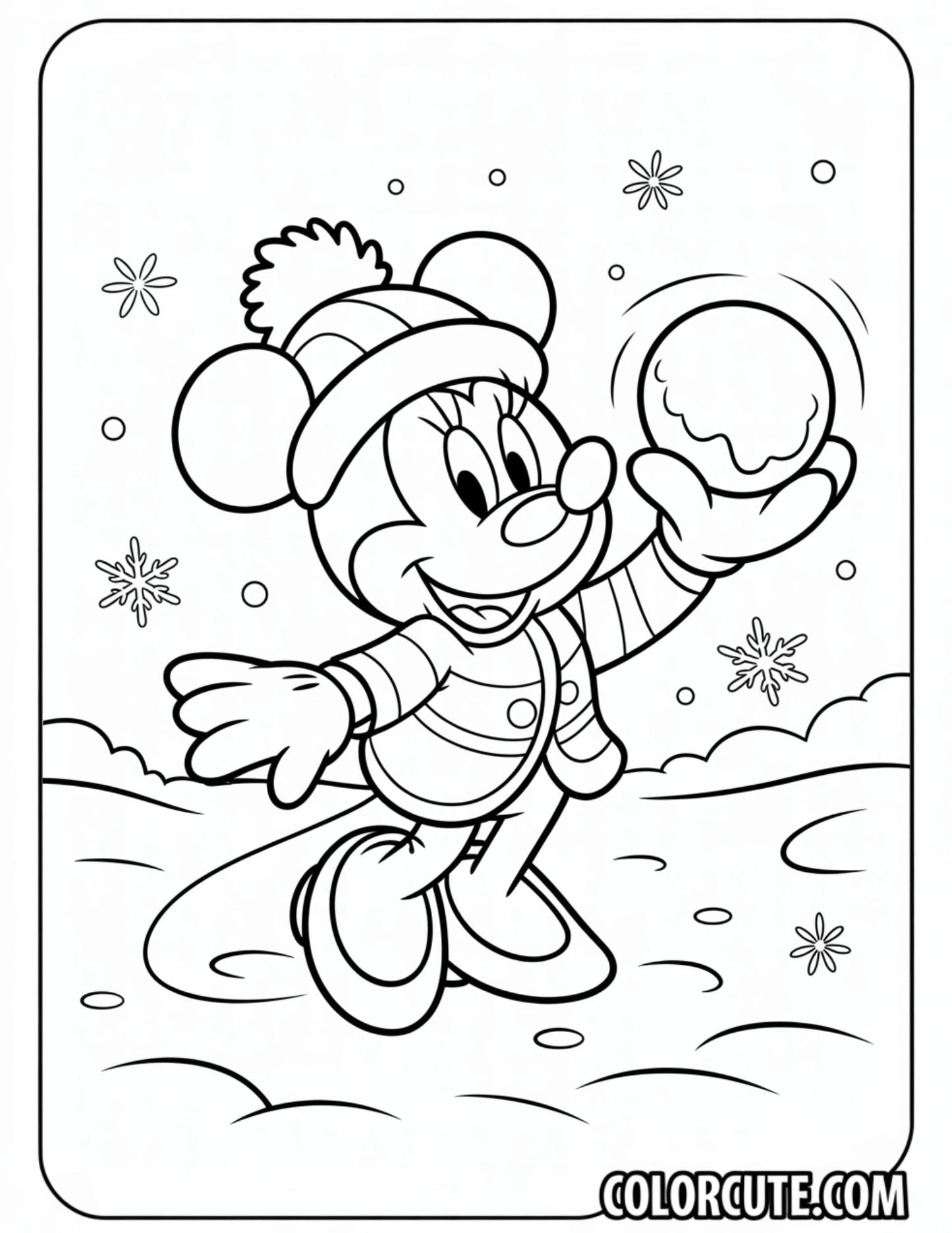 Happy Minnie Mouse Coloring Page | Free PDF Printables