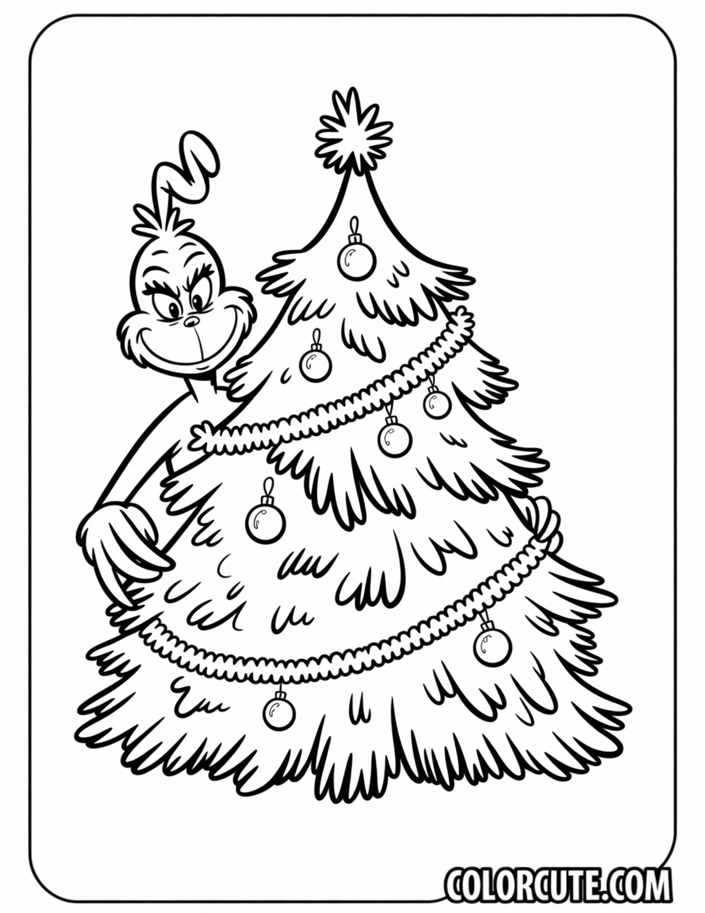 Christmas Tree Grinch Coloring Page | Free PDF Printables