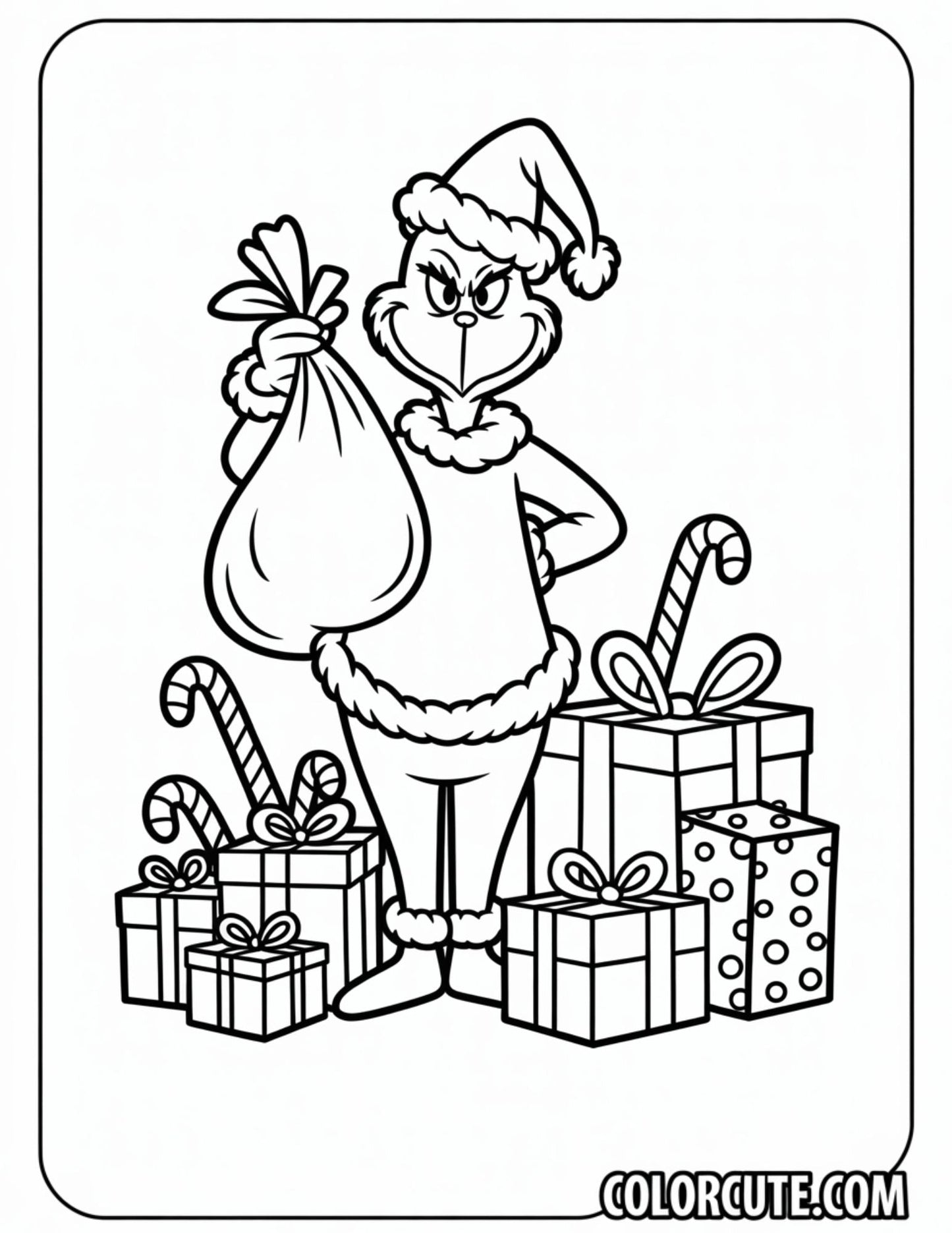 Christmas Happy Grinch Coloring Page | Free PDF Printables