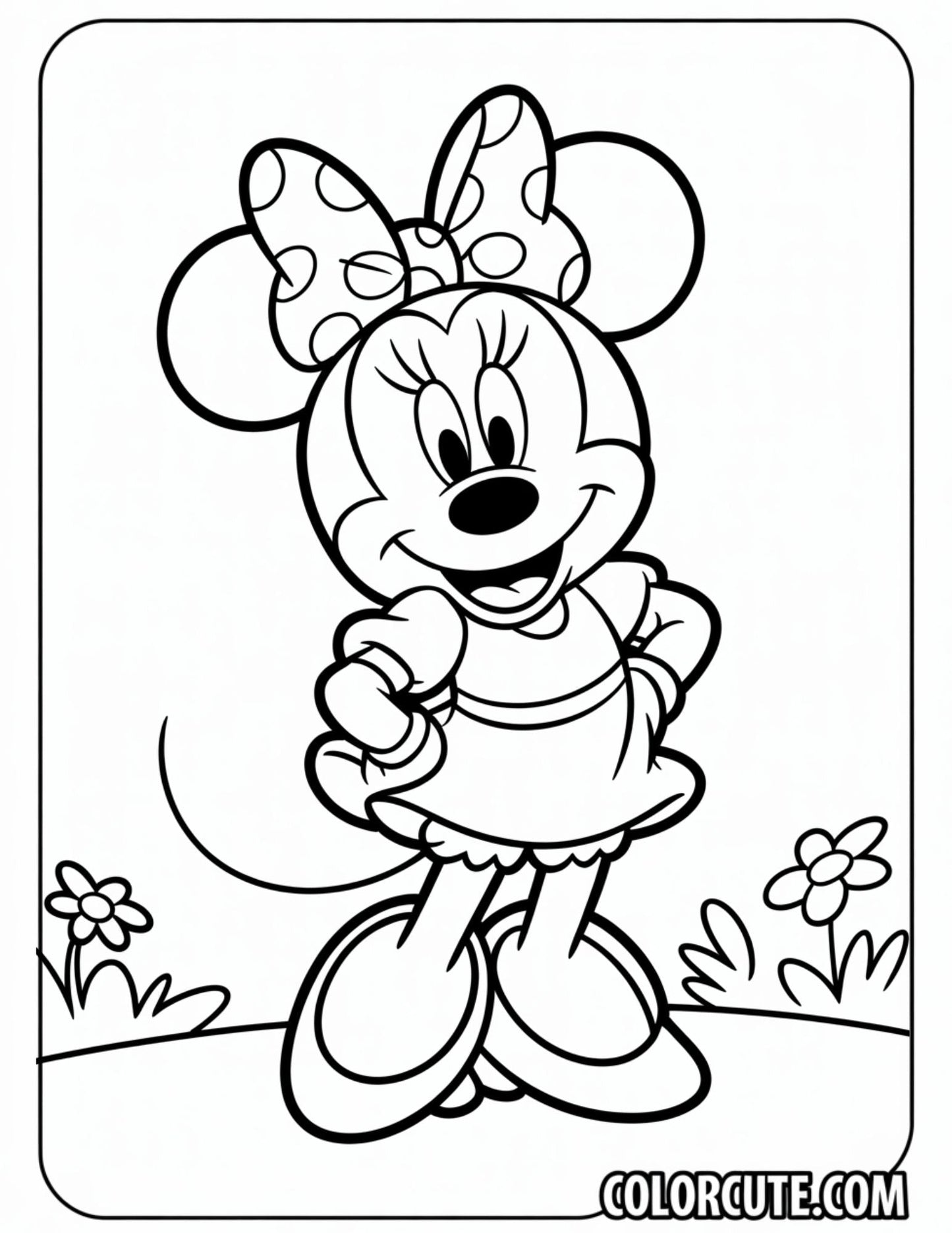 Cute Minnie Mouse Coloring Page | Free PDF Printables