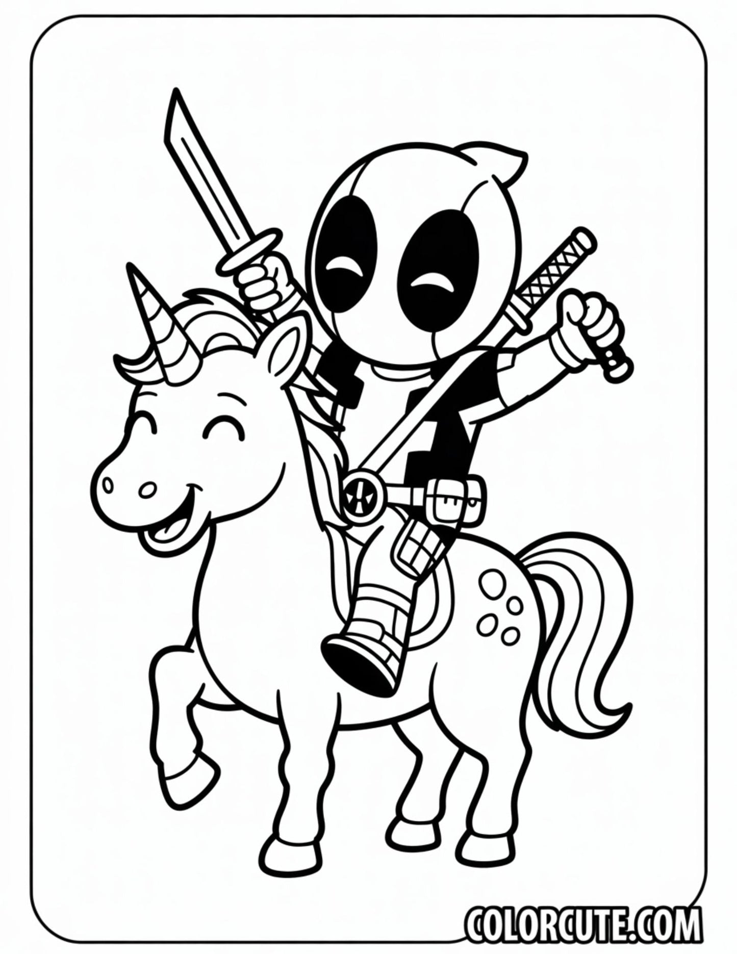 Horse and Deadpool Coloring Pages | Free PDF Printables
