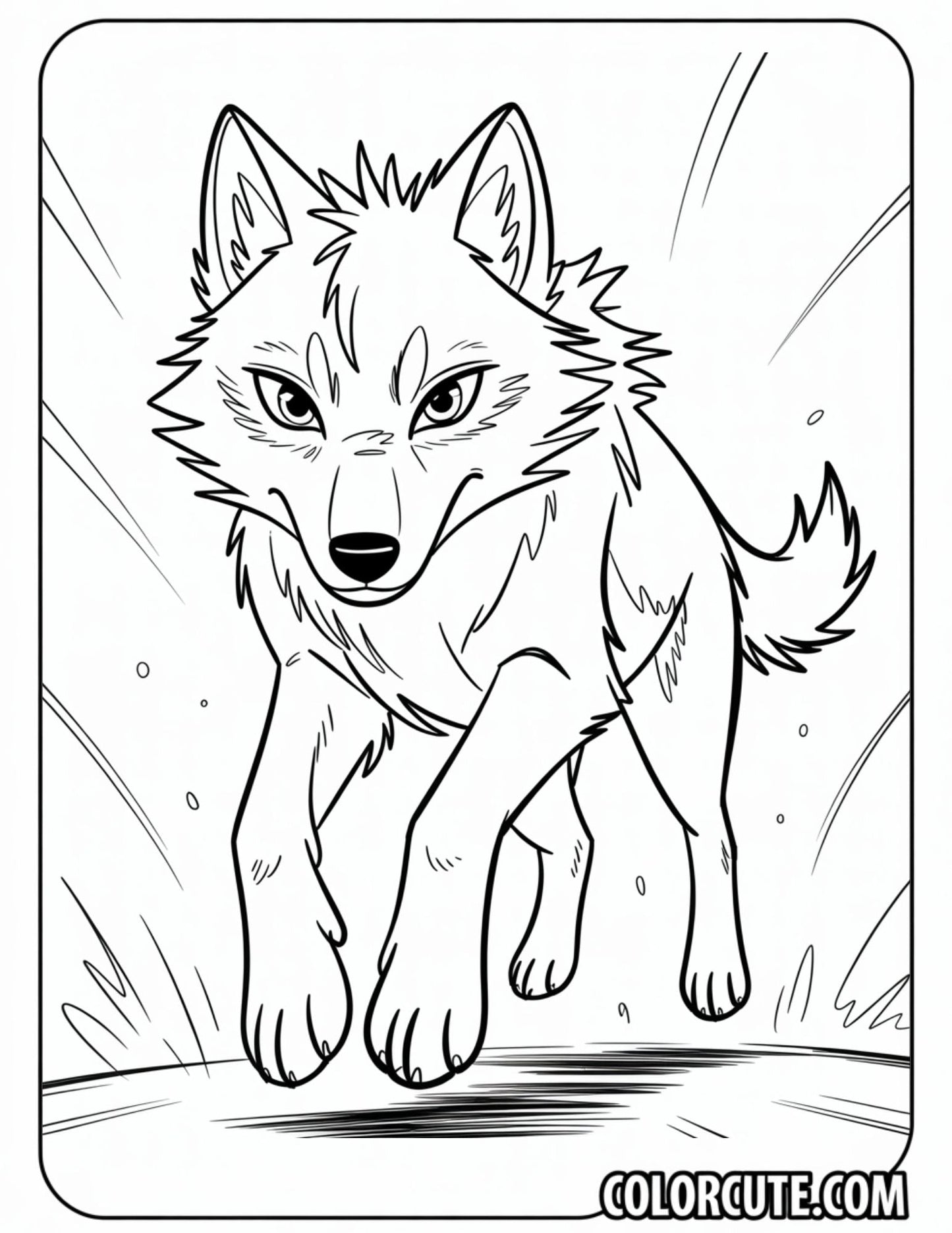 Anime Wolf Coloring Page | Free PDF Printables