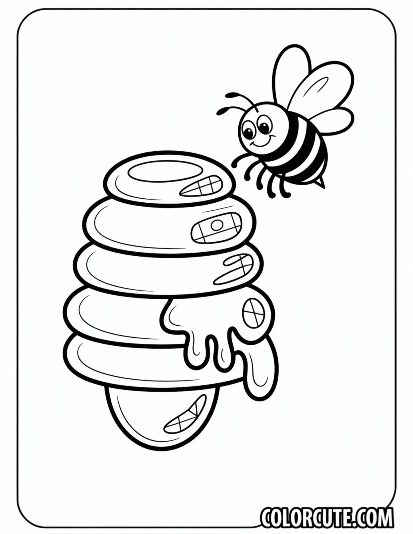 Bee Honeycomb Coloring Page – Free PDF Printables