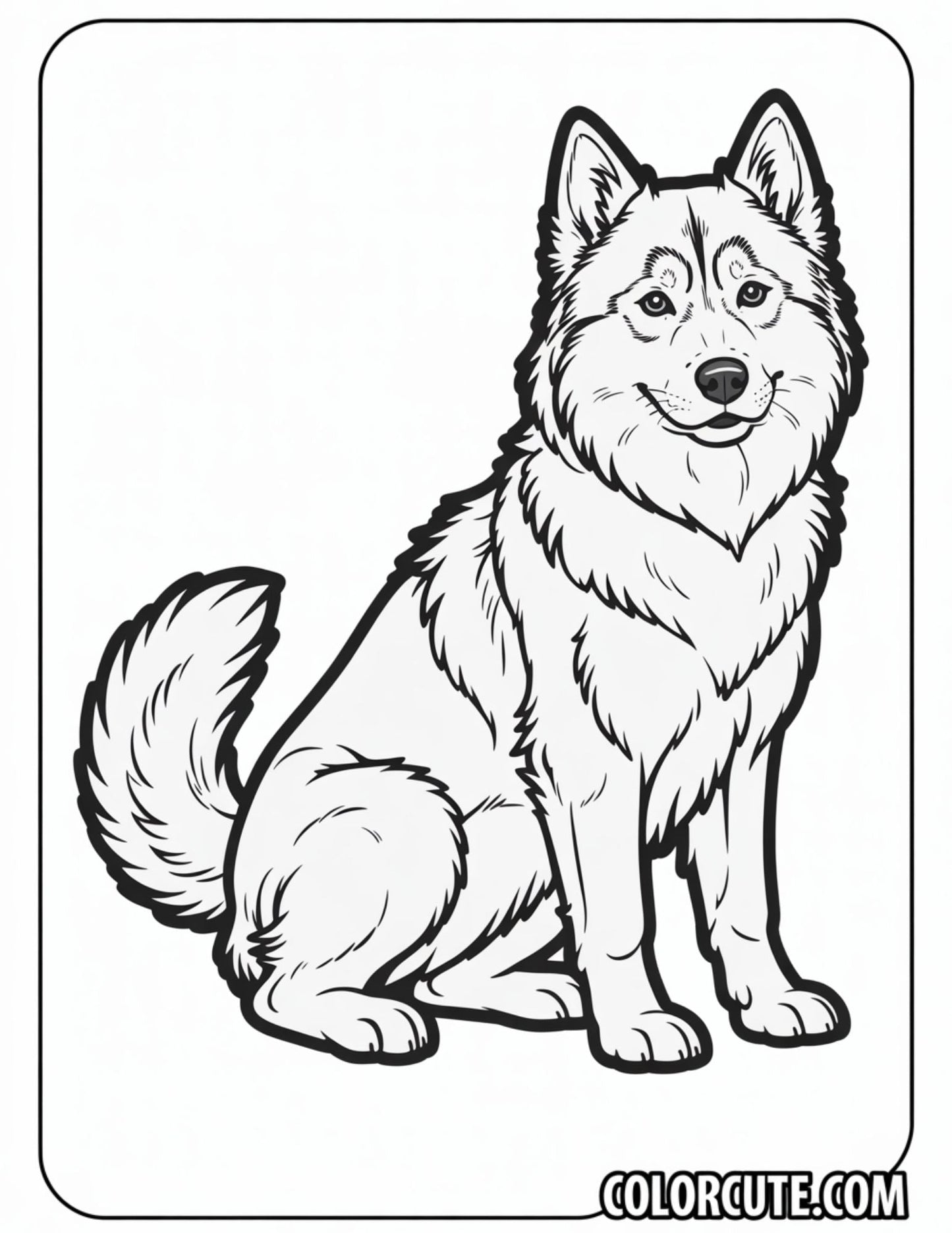 Fluffy Husky Dog Coloring Page | Free PDF Printables