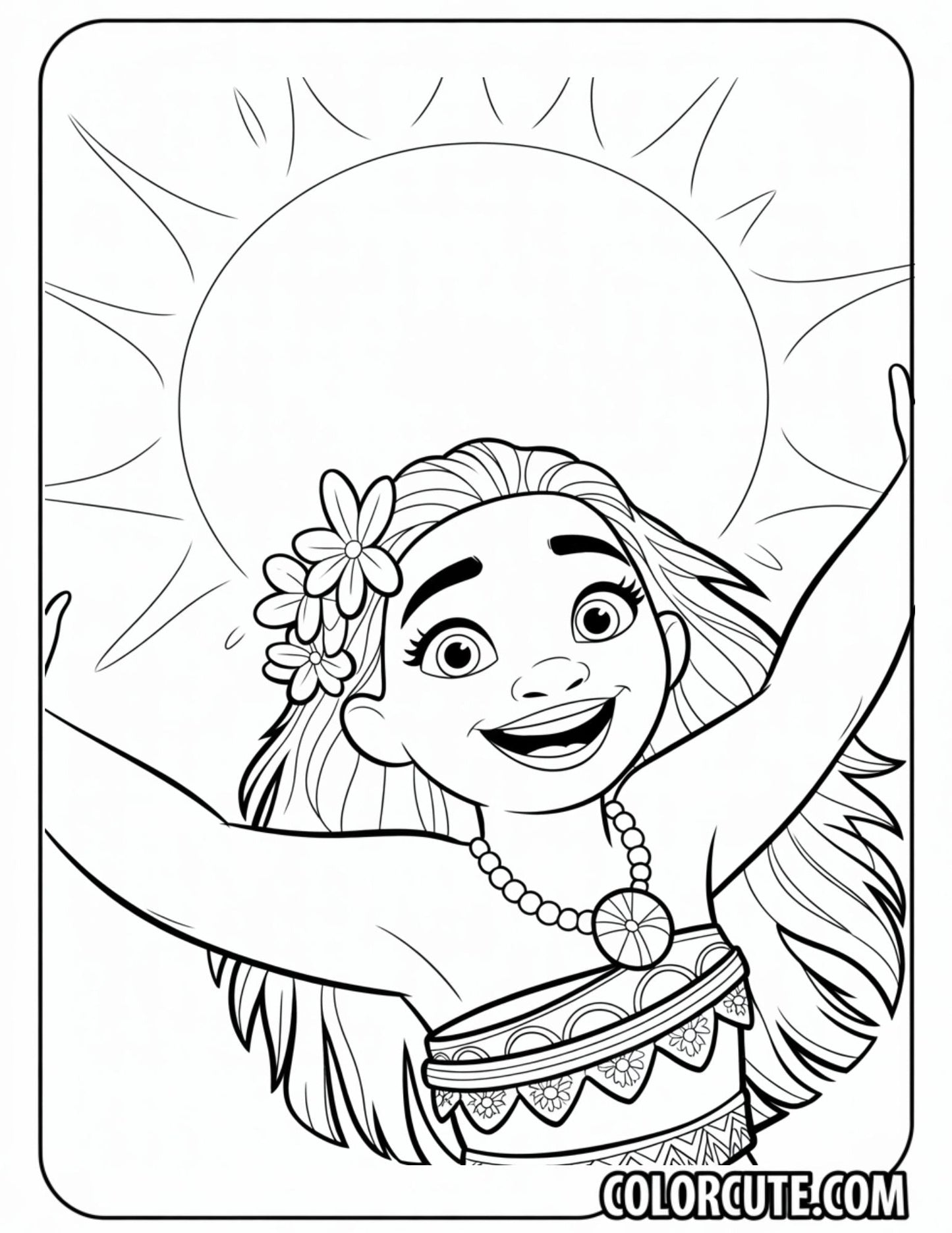 Happy Moana Coloring Page | Free PDF Printables