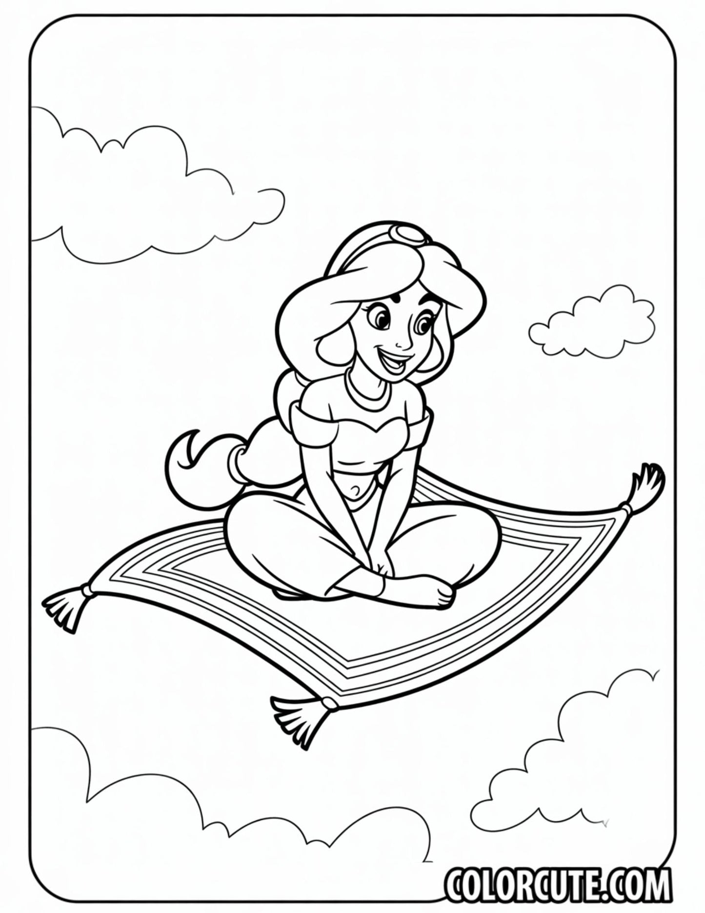 Magic Carpet Jasmine Coloring Page | Free PDF Printables