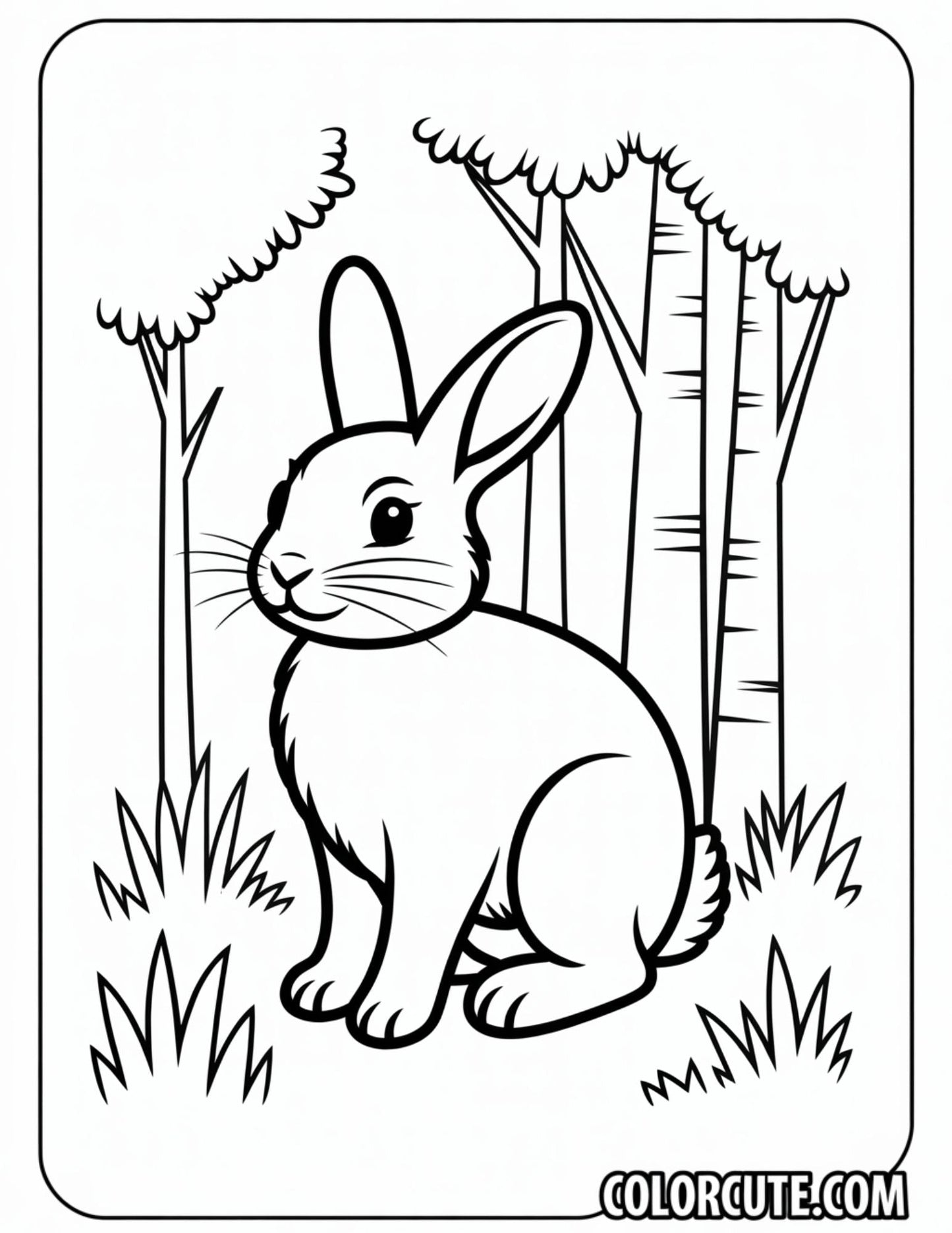 Realistic Cute Bunny Coloring Pages | Free PDF Printables