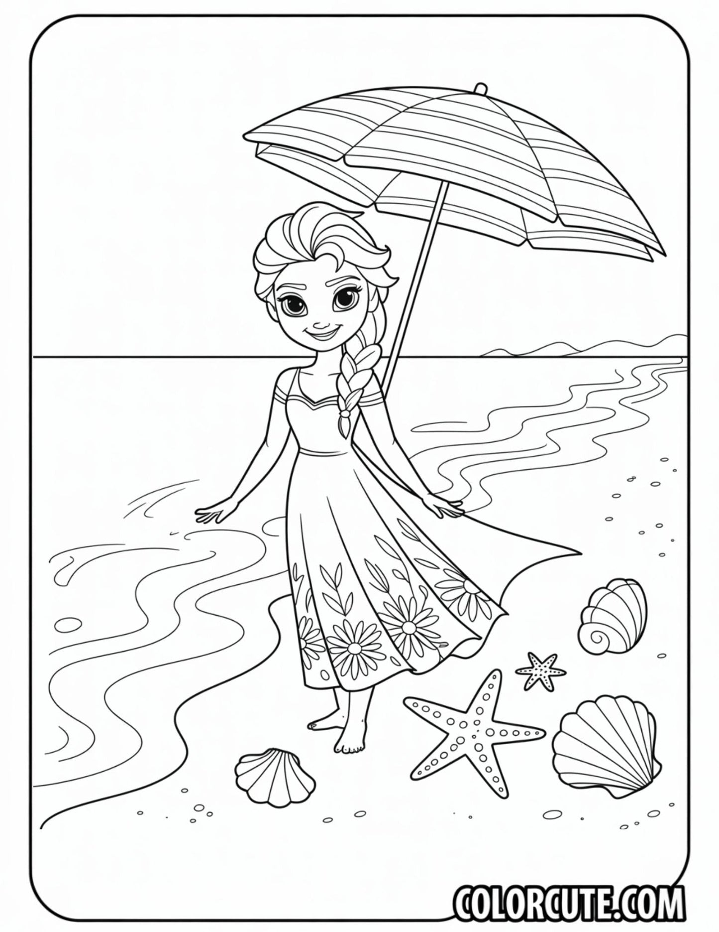 Summer Elsa Coloring Pages | Free PDF Printables