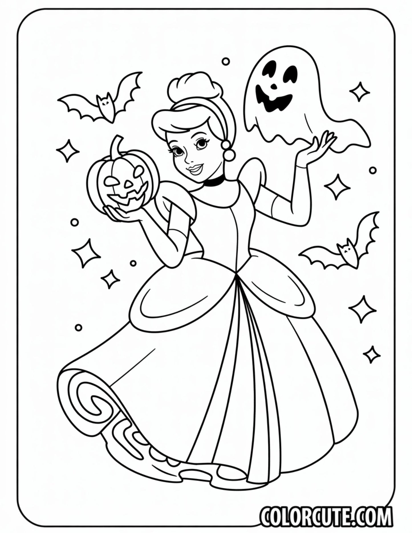 Halloween Cinderella Coloring Pages | Free PDF Printables