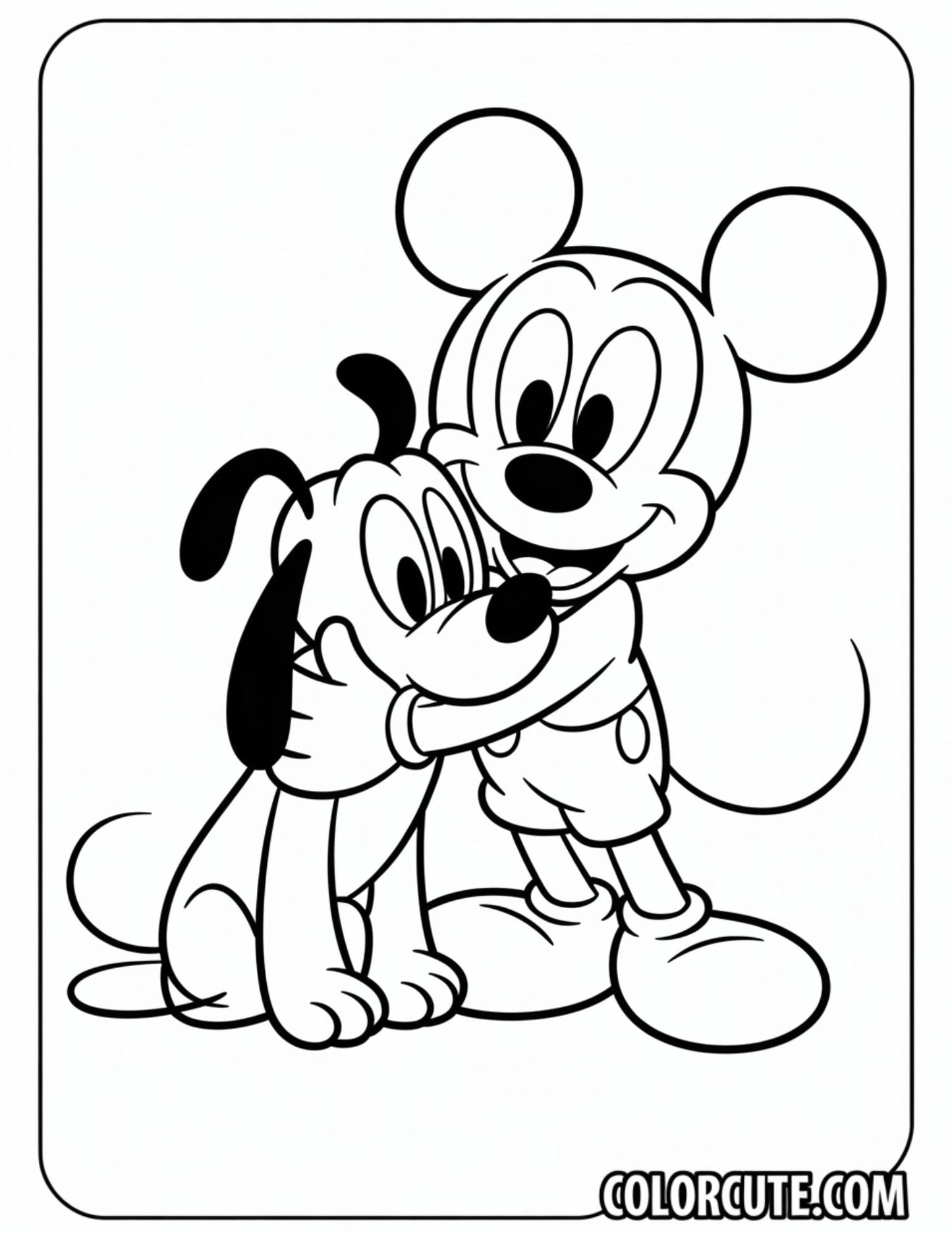 Mickey Pluto Coloring Page | Free PDF Printables
