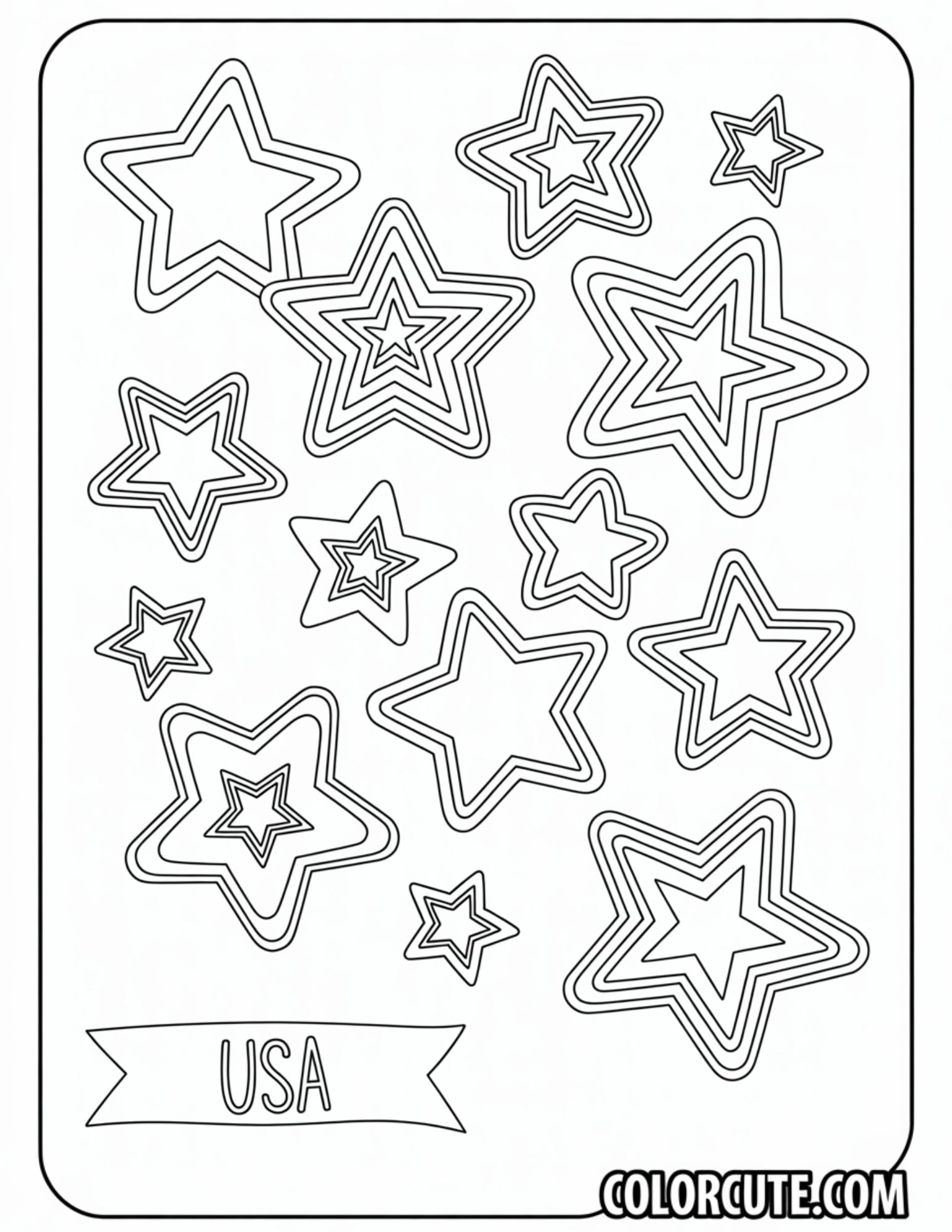 4th of July Stars Coloring Pages Free PDF Printables Color Cute