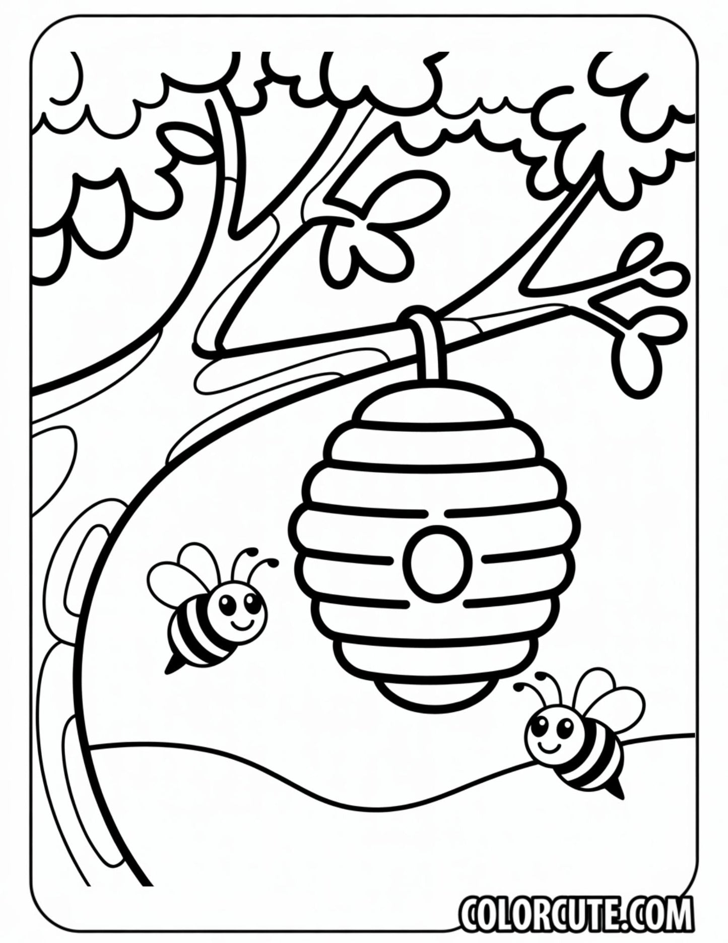Bee Hive Coloring Page – Free PDF Printables