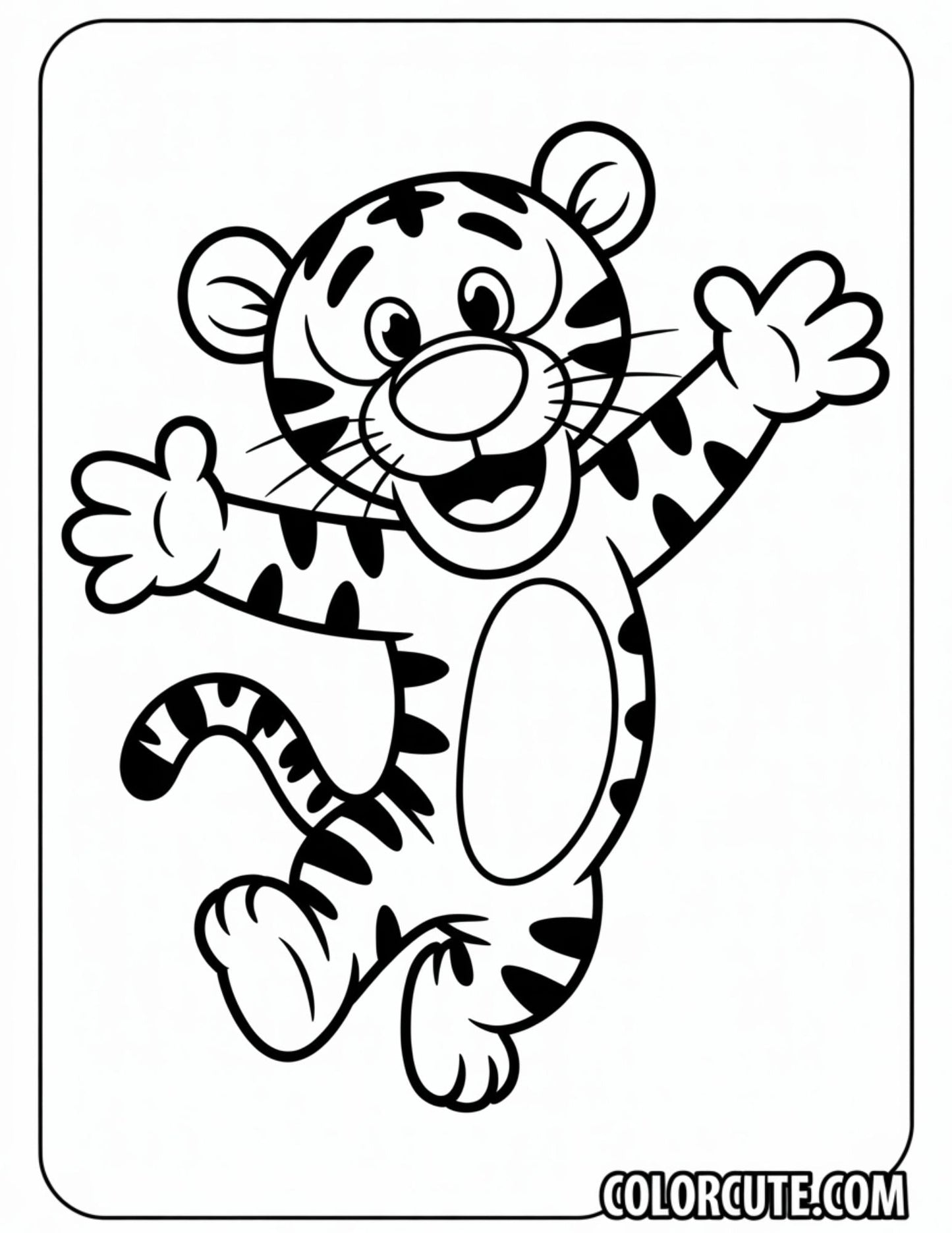 Cartoon Tiger Coloring Pages | Free PDF Printables