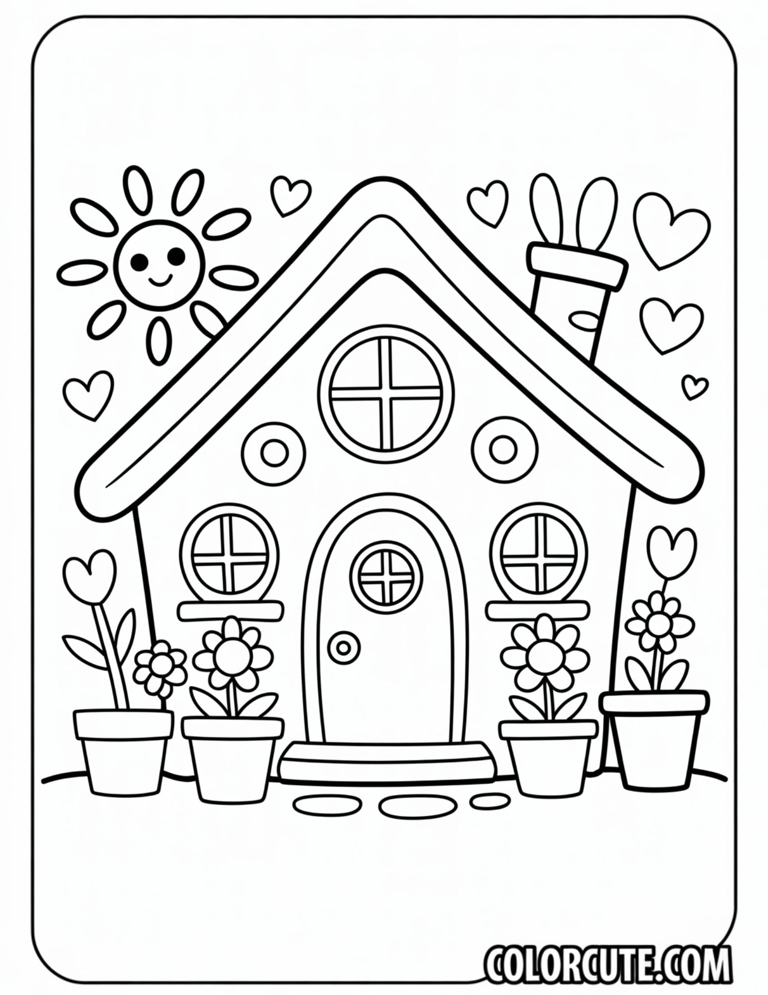 Cute House Coloring Pages | Free PDF Printables - Color Cute - Free ...