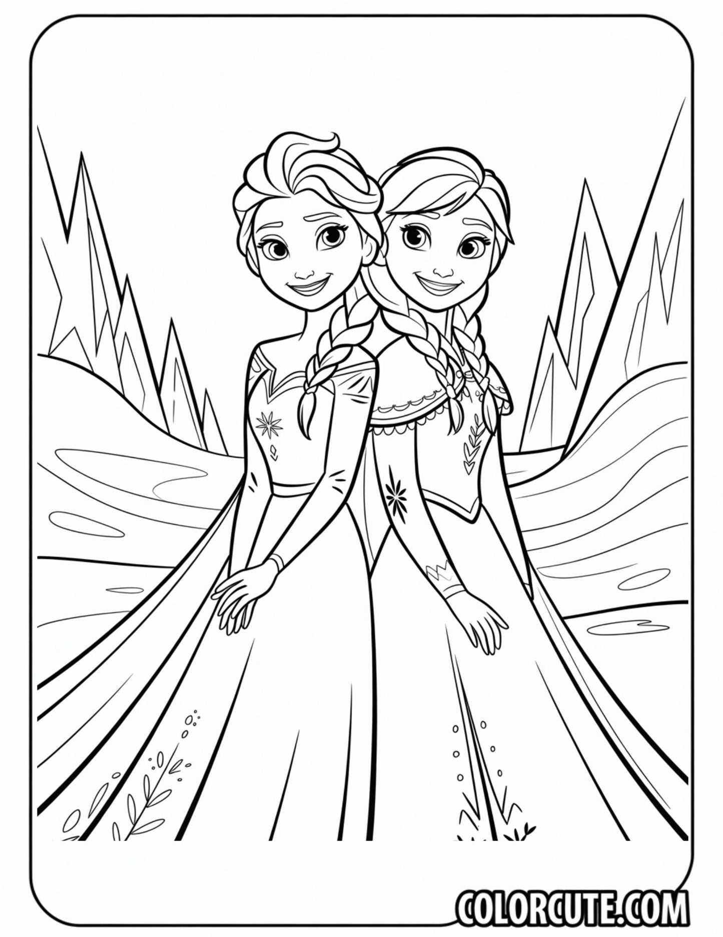 Elsa and Anna Coloring Pages | Free PDF Printables